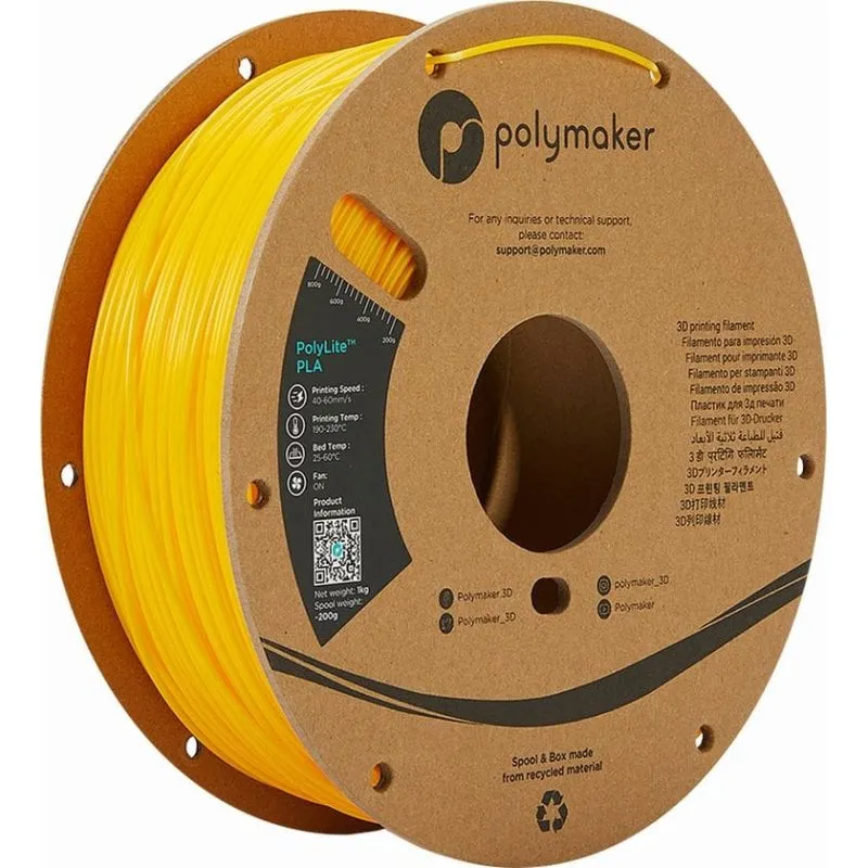 Filamento PLA Polymaker PolyLite PA02007 Giallo 1,75 mm Flessibile Facile Stampa - immagine 1