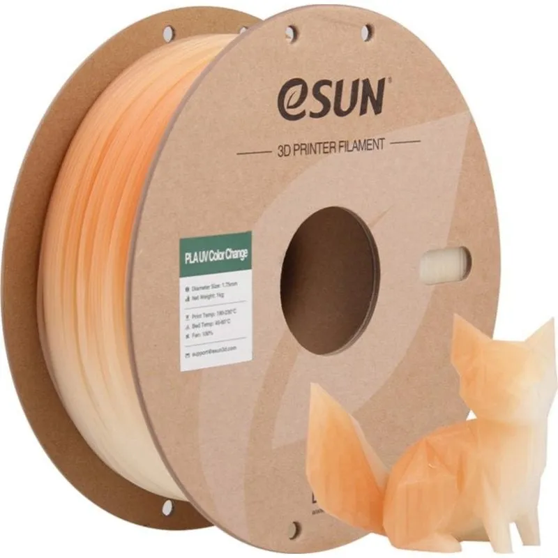 Filamento PLA eSUN PLA-UV-CC175UV-O1P1 Arancione 1,75 mm Cambia Colore UV - immagine 1