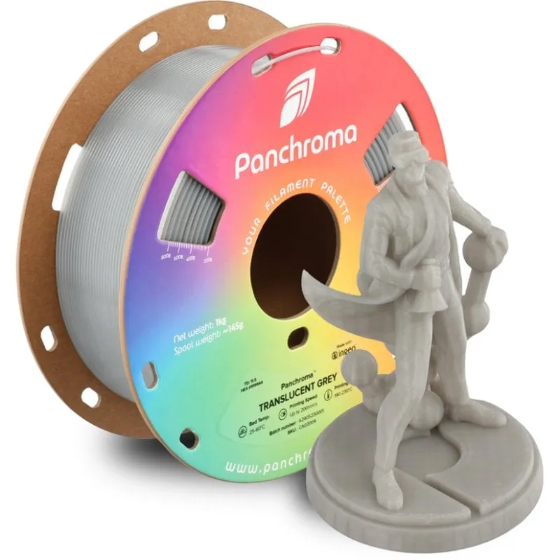 Filamento PLA Polymaker Panchroma Translucent Grigio 1,75 mm Effetto Traslucido - immagine 1