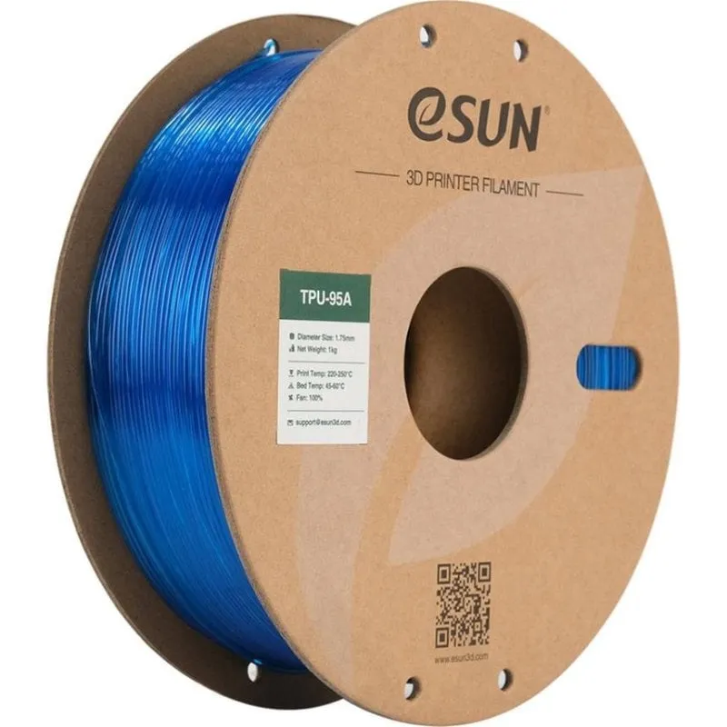 Filamento TPU-95A eSUN TPU-95A175T-U1P1 Trasparente Blu 1,75 mm Alte Prestazioni - immagine 1