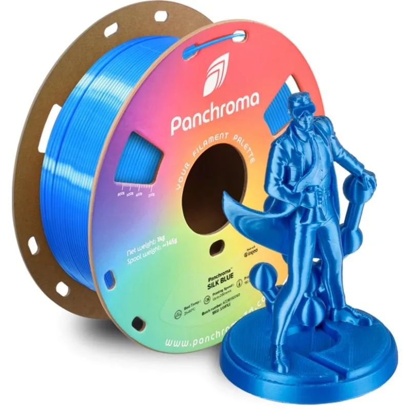Filamento PLA Polymaker Panchroma Silk Blu 1,75 mm Effetto Seta Stampa Facile - immagine 1