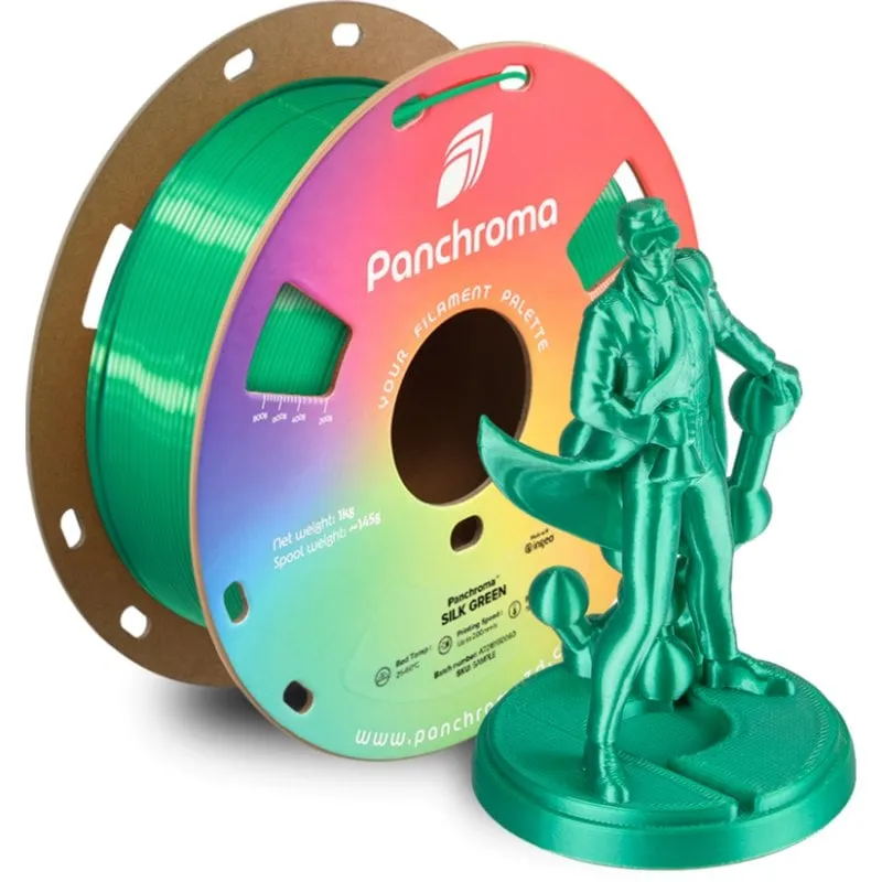 Filamento PLA Polymaker Panchroma Silk Verde 1,75 mm Finitura Setosa Facile Utilizzo - immagine 1