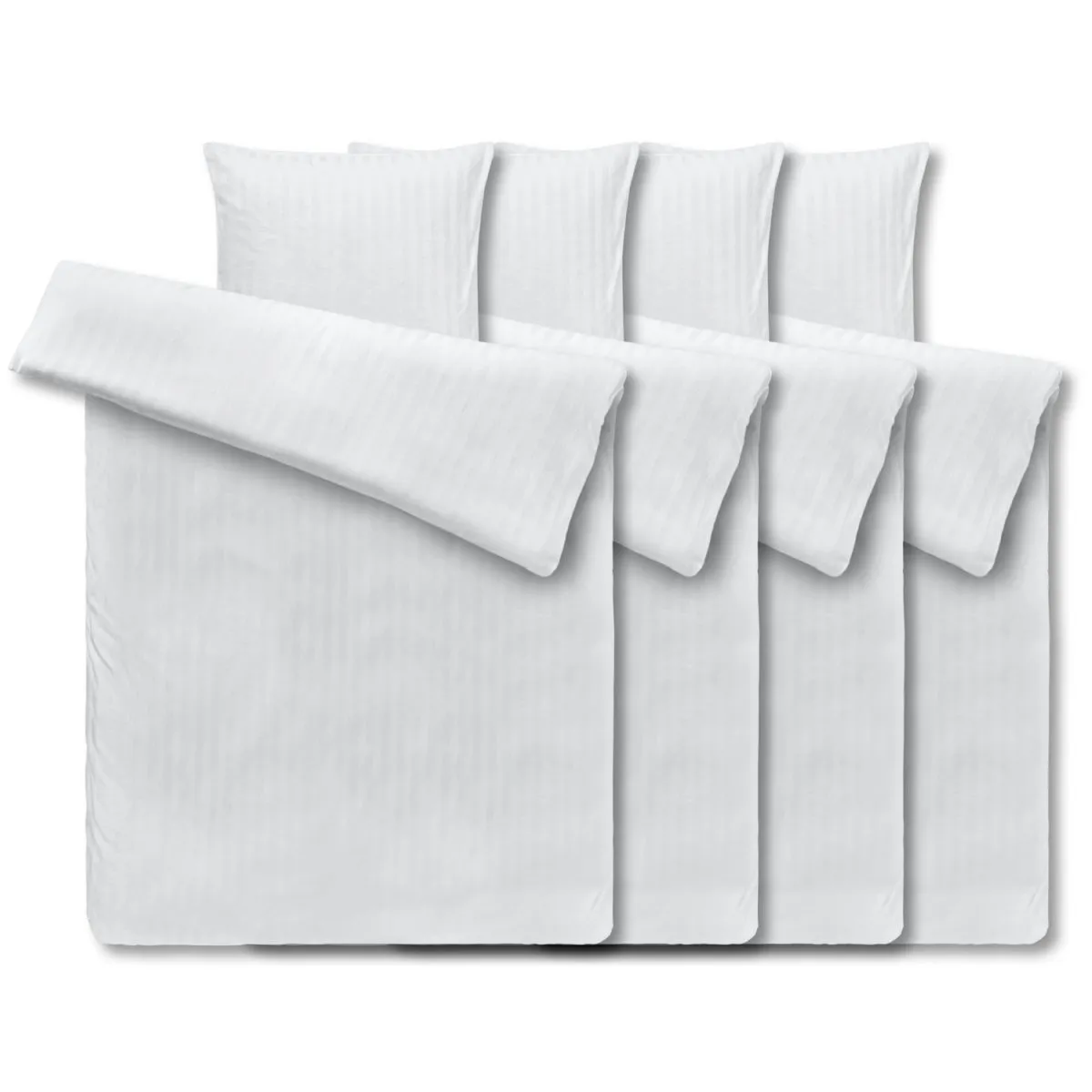 4x PULSIVA Coordinato Satina a righe larghe 20 mm; 160x210 cm (LxL), 65x100 cm (LxL); bianco; 4 set / Pacco - immagine 1