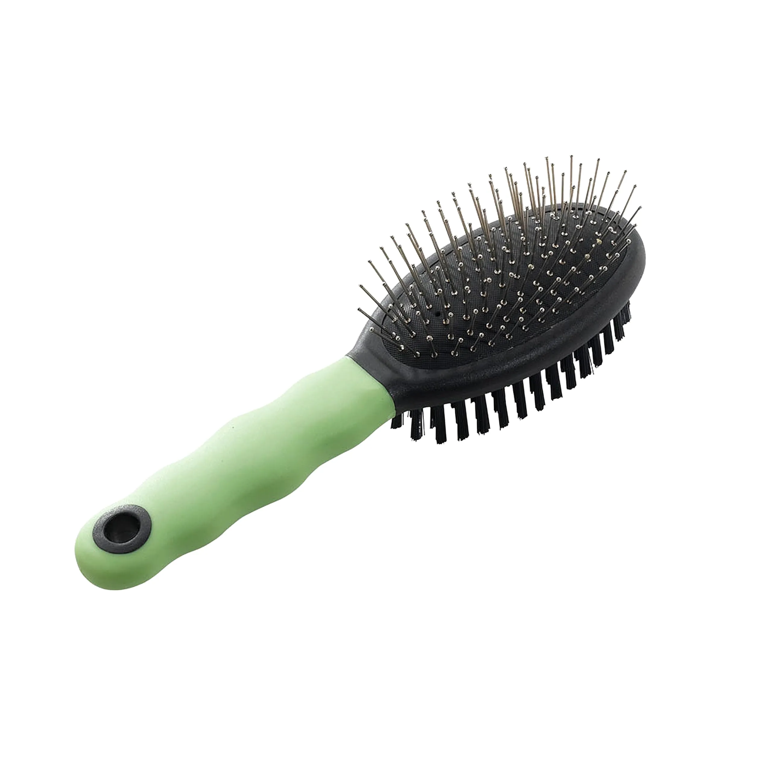 Ferplast Spazzola Doppia per Gatti - Pelo Corto, Medio e Lungo - Setole Morbide - Cardatore con Testine Arrotondate, Acciaio Inox - Impugnatura Ergonomica Morbida - Misura S, Verde - immagine 6