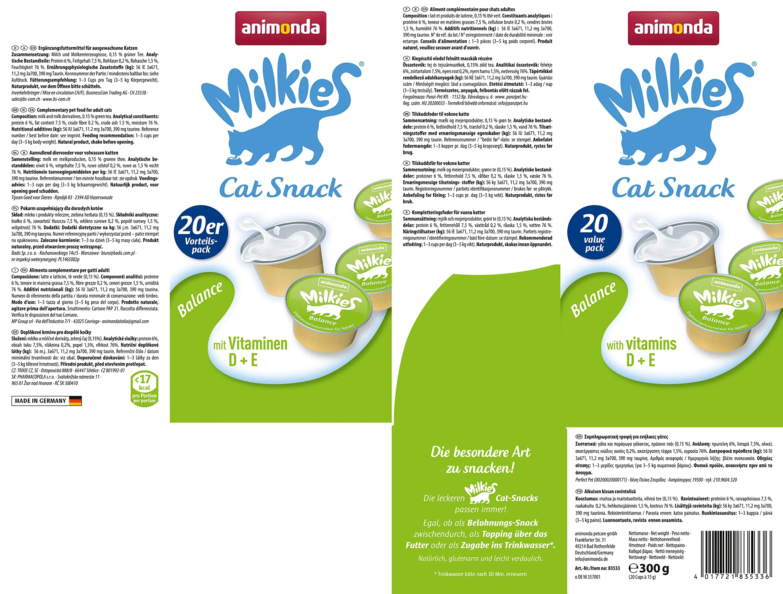 animonda Milkies Power, latte per gatti porzionato, Balance, 4 x 20 capsule da 15 g - immagine 2