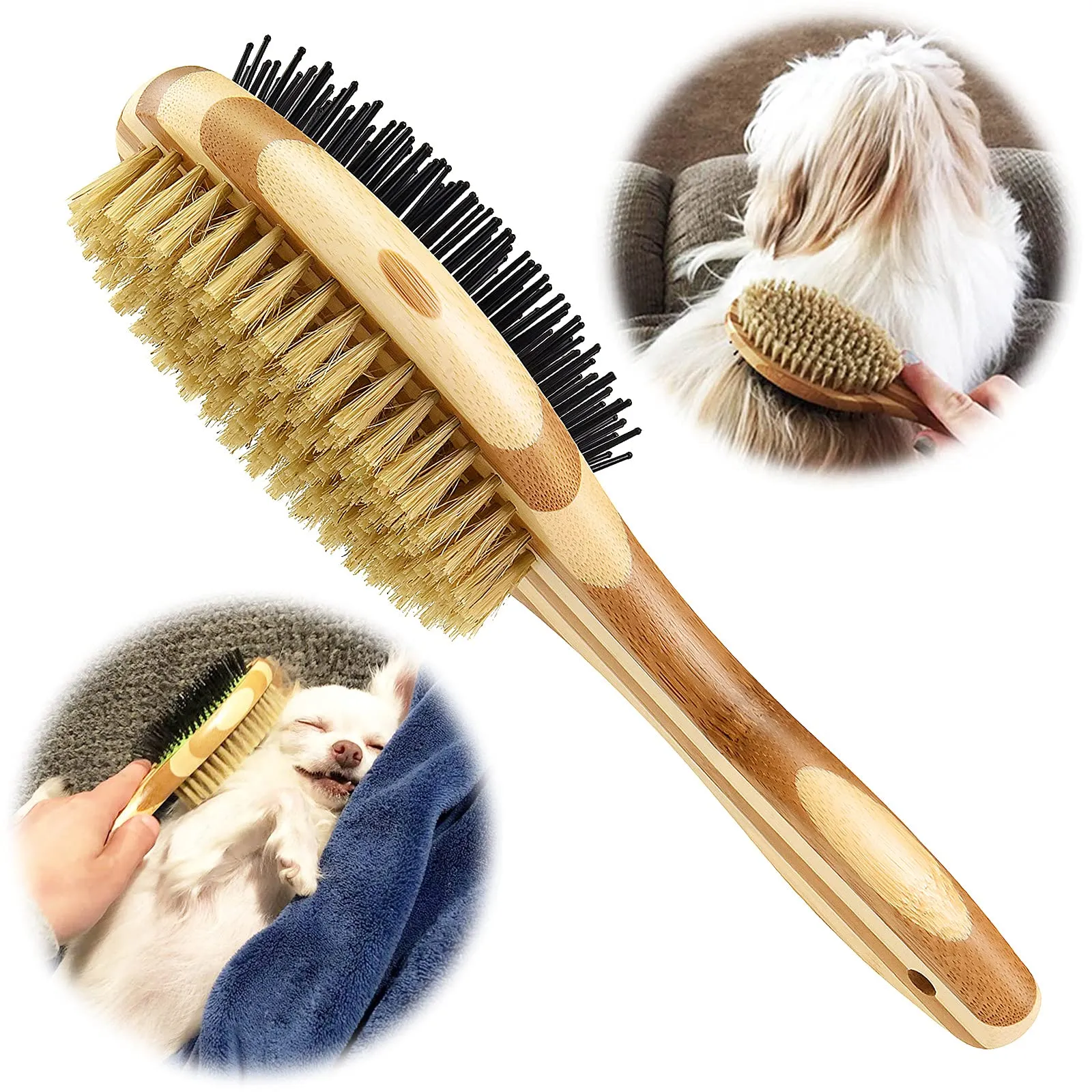 Spazzole per cani,Spazzole per gatti,Doppia Spazzola per Cani 2 in 1 con Punte Arrotondate per Pelo Corto o Lungo, Rimuove Peli Superflui e Sbroglia Nodi, Peli Medi E Lunghi - immagine 1
