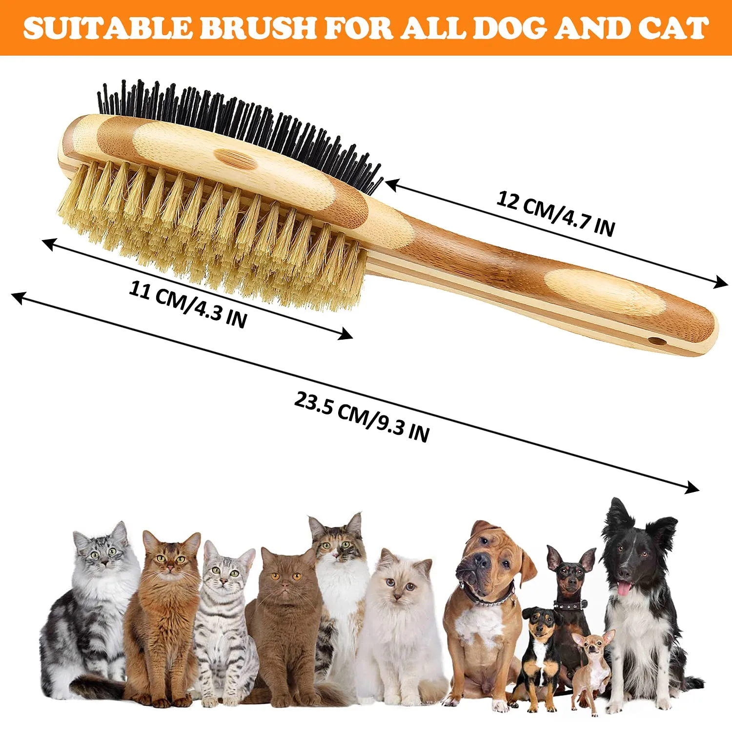 Spazzole per cani,Spazzole per gatti,Doppia Spazzola per Cani 2 in 1 con Punte Arrotondate per Pelo Corto o Lungo, Rimuove Peli Superflui e Sbroglia Nodi, Peli Medi E Lunghi - immagine 6