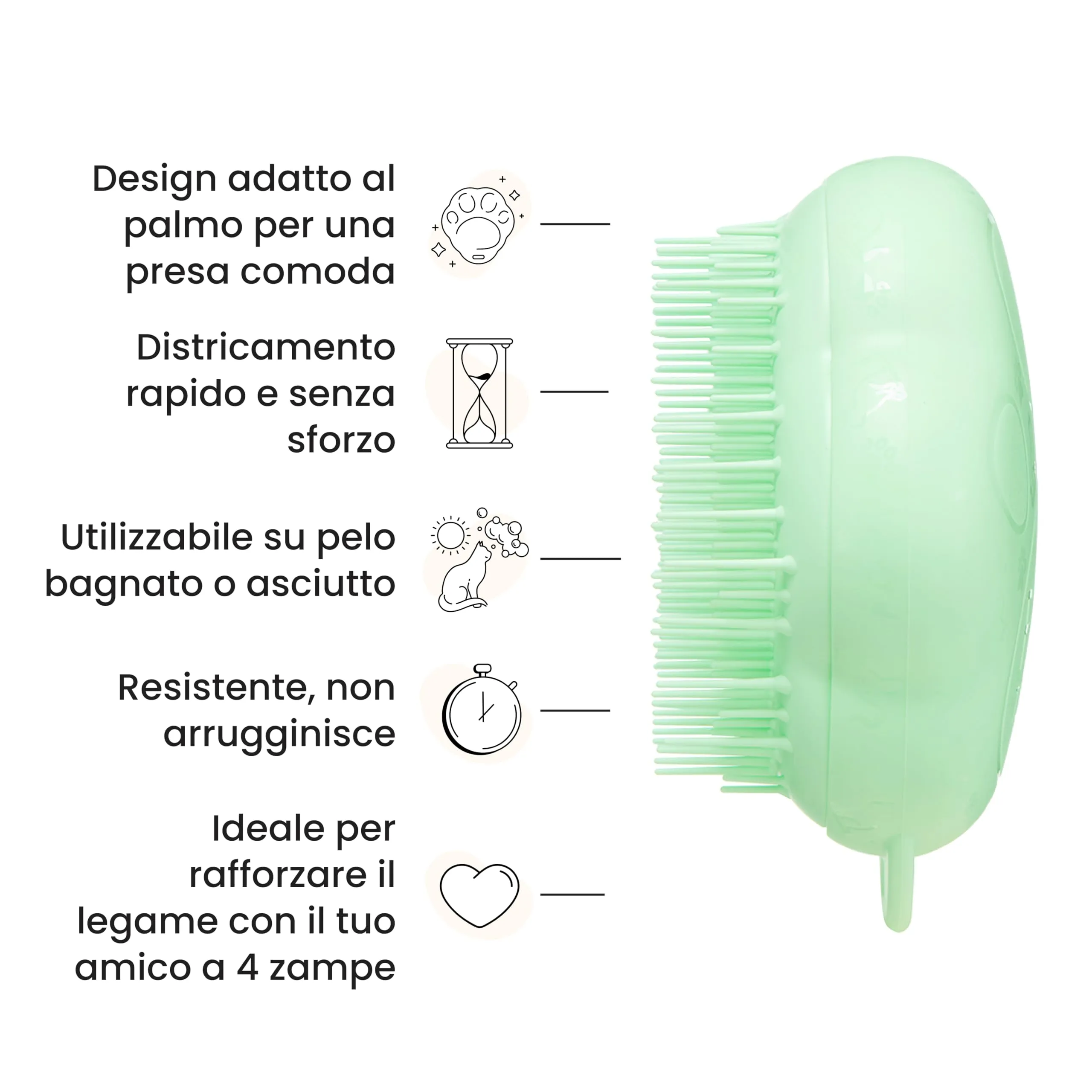 Tangle Teezer Pet Teezer Cat Brush - Animali Domestici Spazzola Gatto e Gattini - pettine cattura togli peli gatti - a doppio livello per pelo corto e medio - Dona morbidezza e lucentezza - Verde - immagine 4