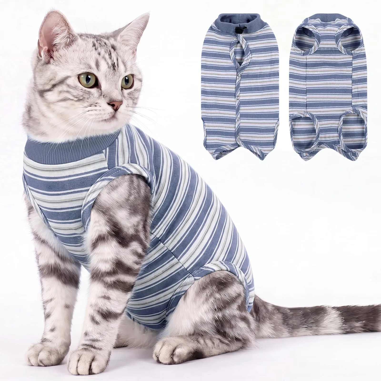 CITÉTOILE Body Gatto Postoperatorio Tuta di Recupero Antilamido Blu L - immagine 1