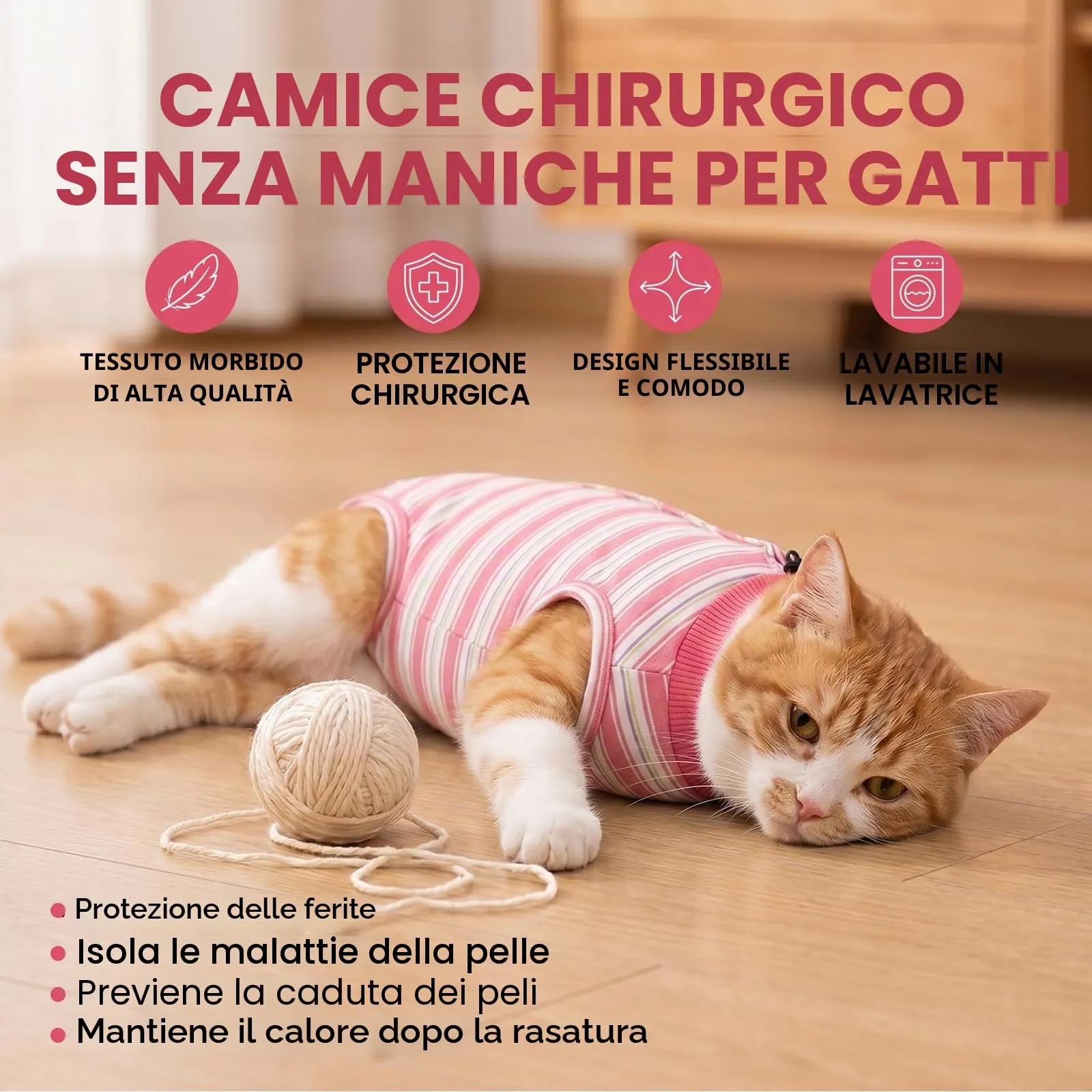 CITÉTOILE Body Gatto Postoperatorio Tuta di Recupero Antilamido Rosa XS - immagine 5