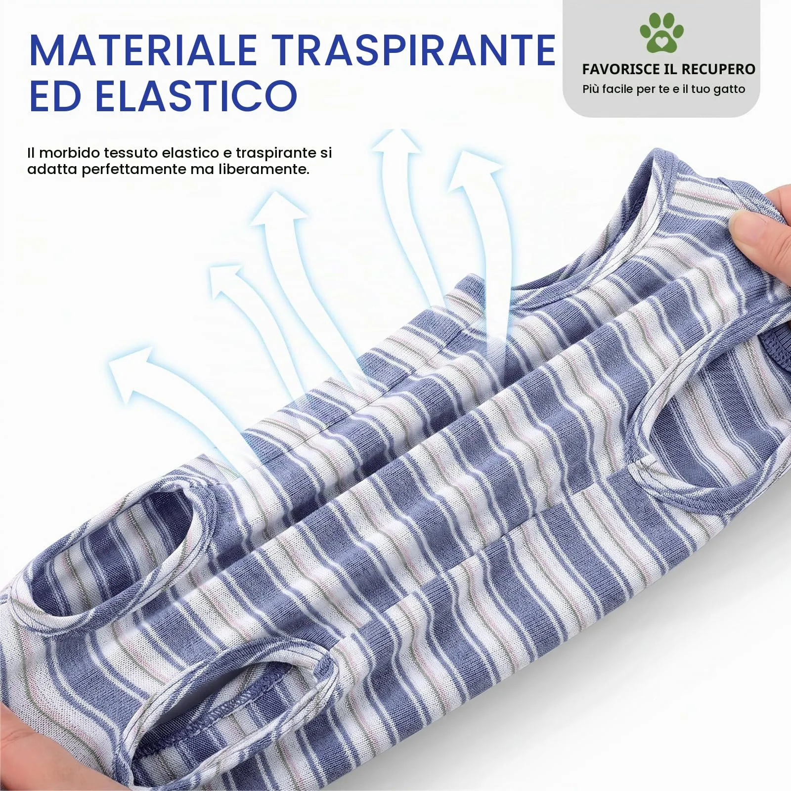 CITÉTOILE Body Gatto Postoperatorio Tuta di Recupero Antilamido Blu S - immagine 4