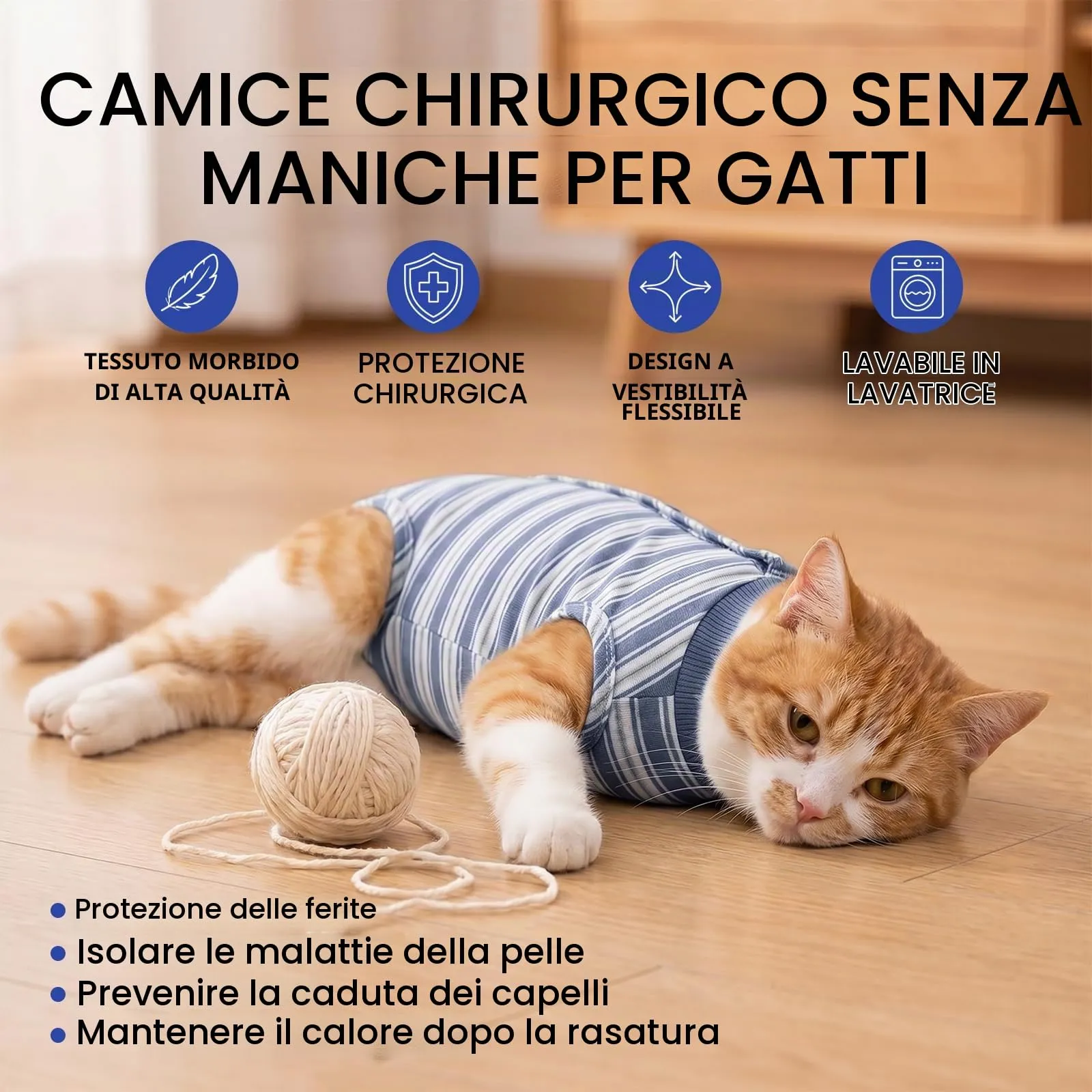 CITÉTOILE Body Gatto Postoperatorio Tuta di Recupero Antilamido Blu XS - immagine 5