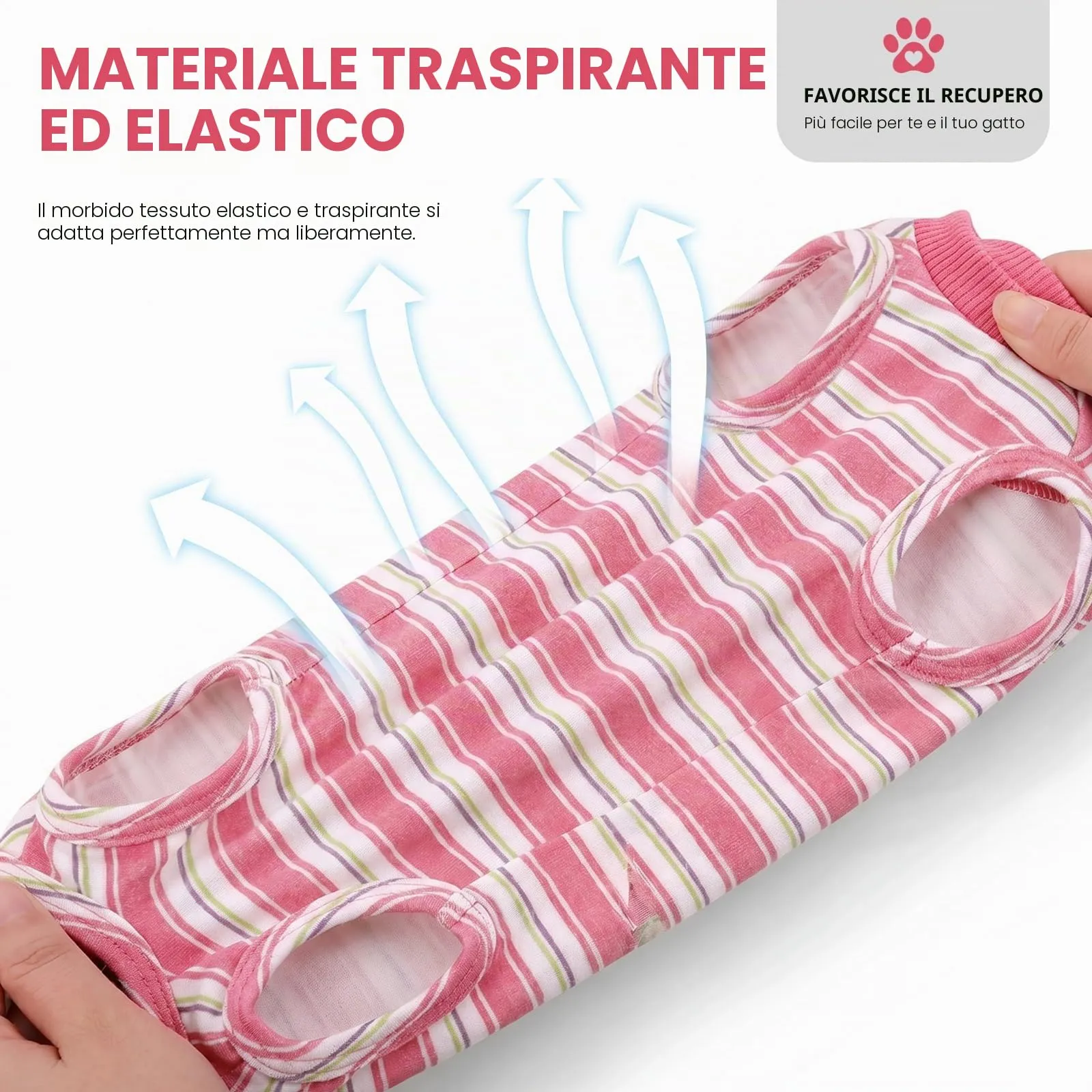 CITÉTOILE Body Gatto Postoperatorio Tuta di Recupero Antilamido Rosa S - immagine 4