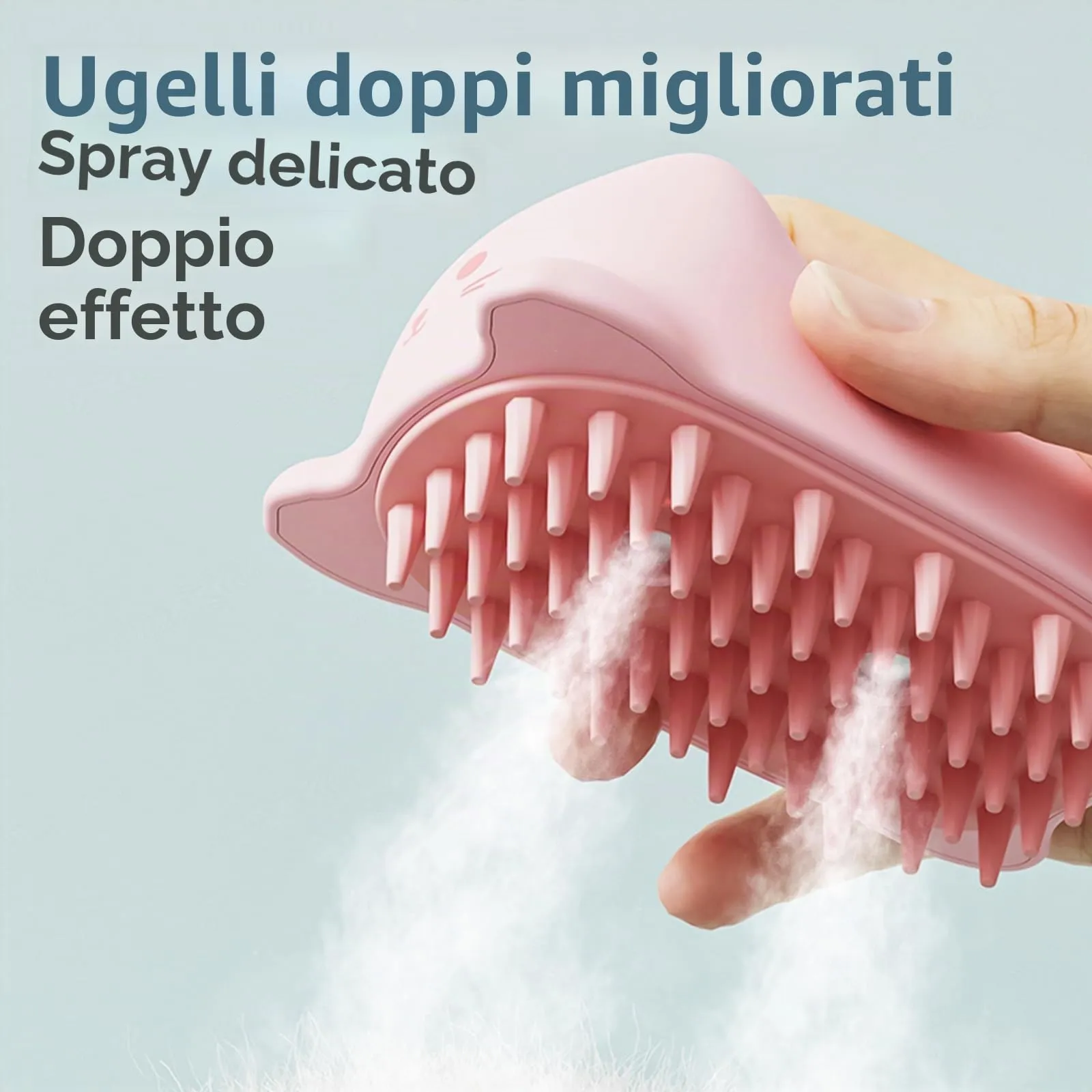 Chinoket Spazzola a Vapore 3 in 1 per Cani e Gatti - Pettine per Toelettatura e Rimozione dei Peli Con 2 Spruzzi (Rosa) - immagine 8