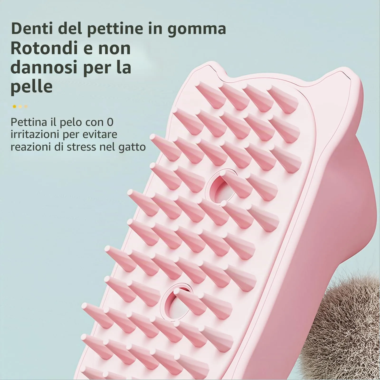 Chinoket Spazzola a Vapore 3 in 1 per Cani e Gatti - Pettine per Toelettatura e Rimozione dei Peli Con 2 Spruzzi (Rosa) - immagine 9