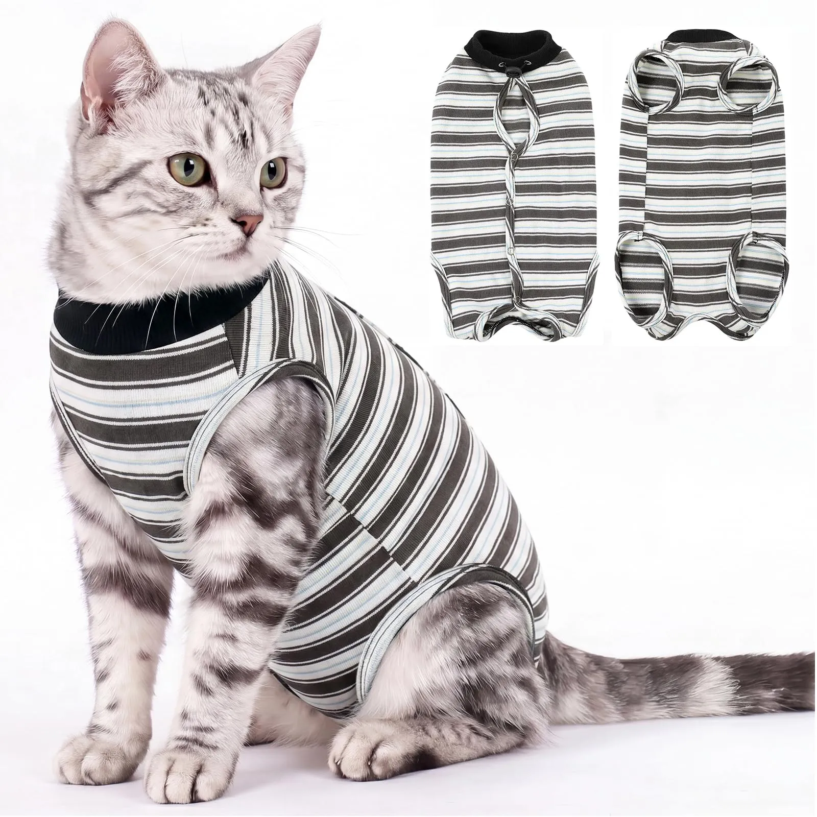 CITÉTOILE Body Gatto Postoperatorio Tuta di Recupero Antilamido Nero M - immagine 1