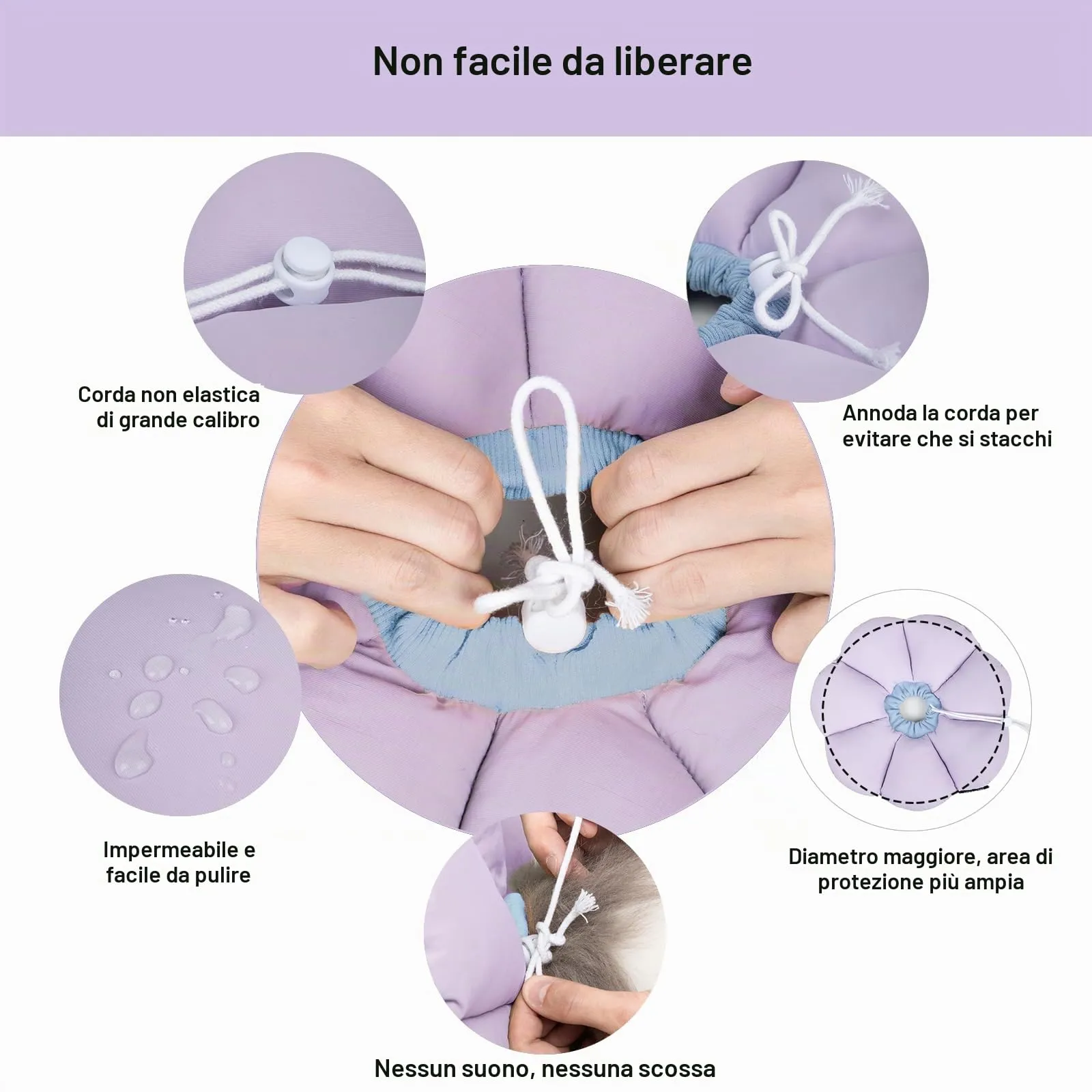 Collare Elisabettiano GattoCollare, Morbido per Gatti,Collare Recupero Regolabile Impermeabile, Stile Fiore Viola Tutte le Stagioni (Taglia L) - immagine 3