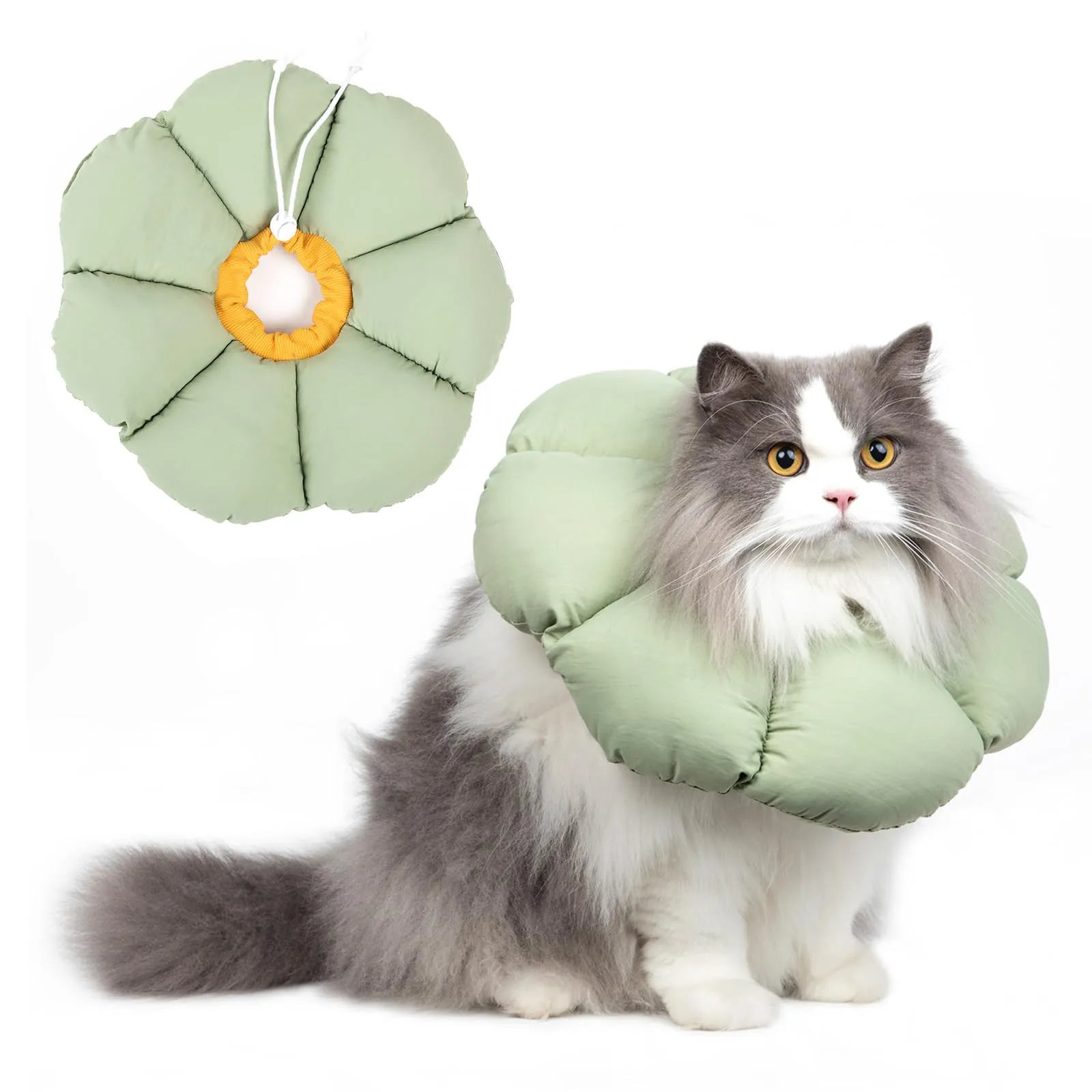 Collare Elisabettiano GattoCollare,Morbido per Gatti,Collare Recupero Regolabile Impermeabile, Stile Fiore verde Tutte le Stagioni (Taglia S) - immagine 1