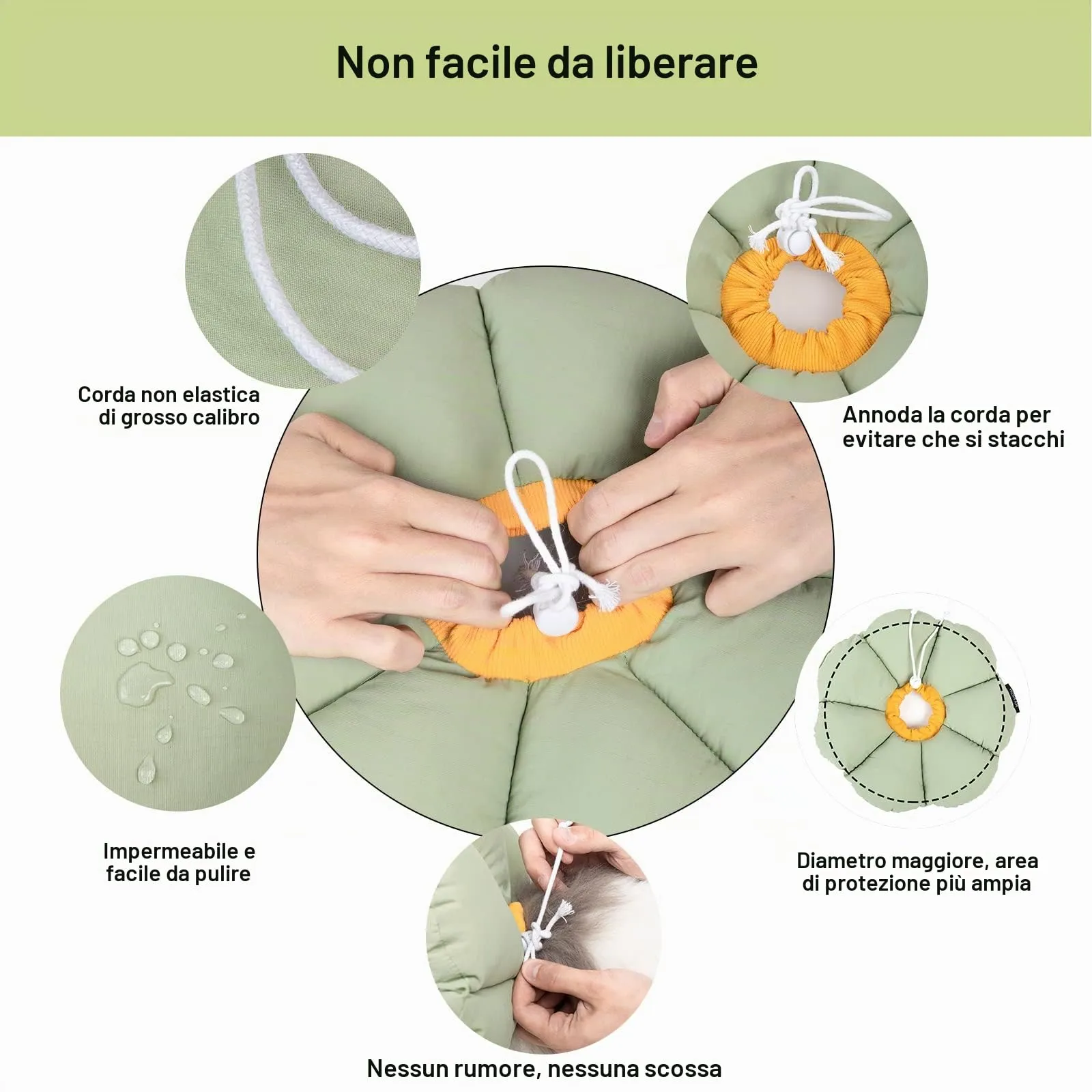 Collare Elisabettiano GattoCollare,Morbido per Gatti,Collare Recupero Regolabile Impermeabile, Stile Fiore verde Tutte le Stagioni (Taglia S) - immagine 3