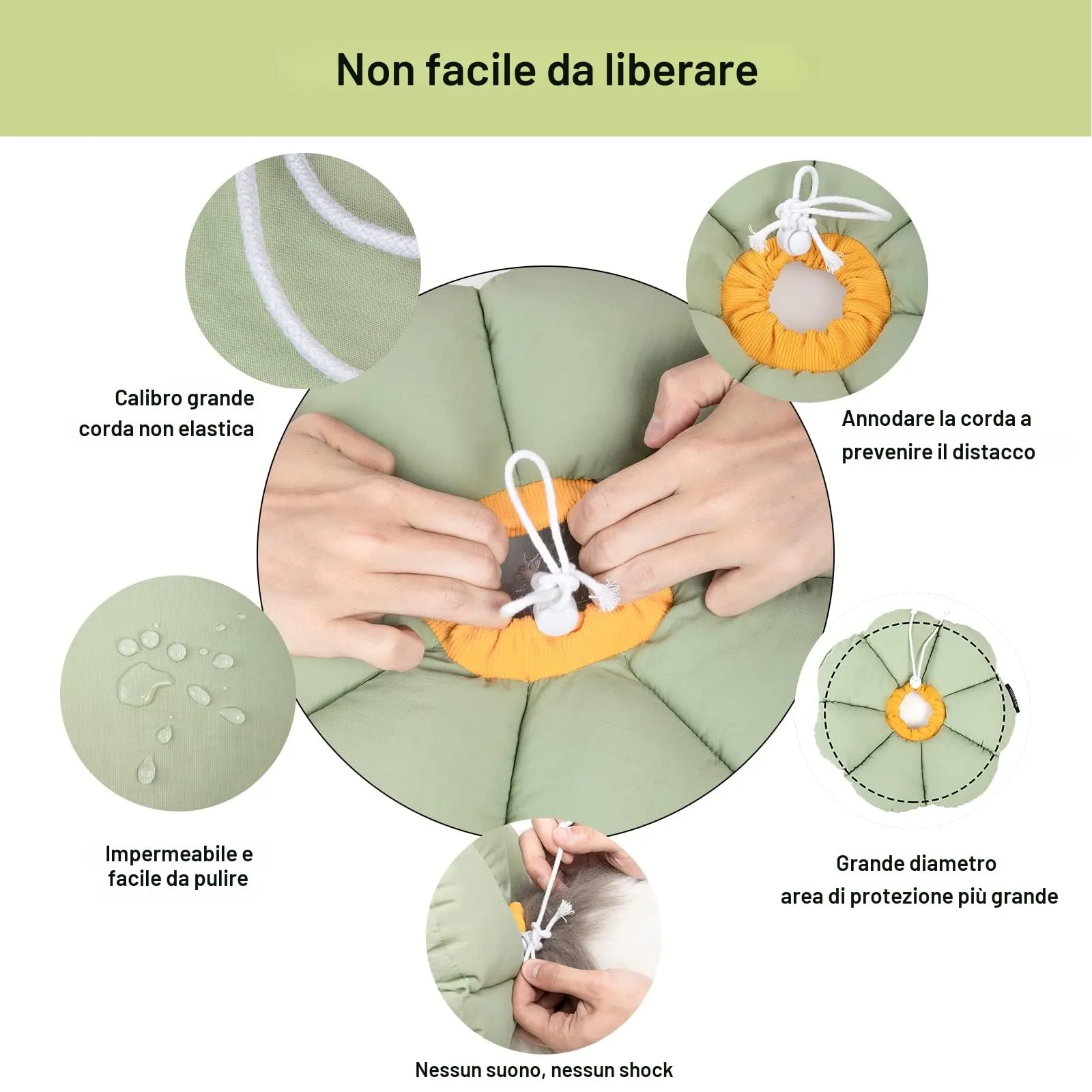 Collare Elisabettiano GattoCollare,Morbido per Gatti,Collare Recupero Regolabile Impermeabile, Stile Fiore verde Tutte le Stagioni (Taglia M) - immagine 3