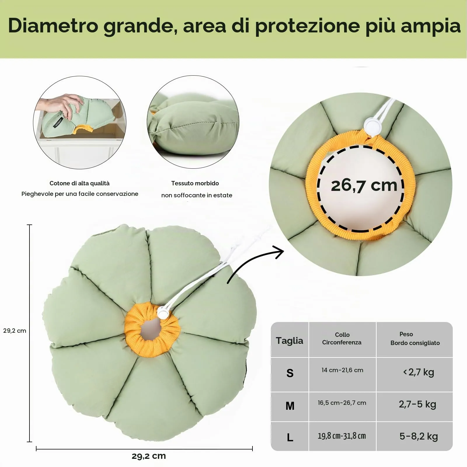 Collare Elisabettiano GattoCollare,Morbido per Gatti,Collare Recupero Regolabile Impermeabile, Stile Fiore verde Tutte le Stagioni (Taglia M) - immagine 5