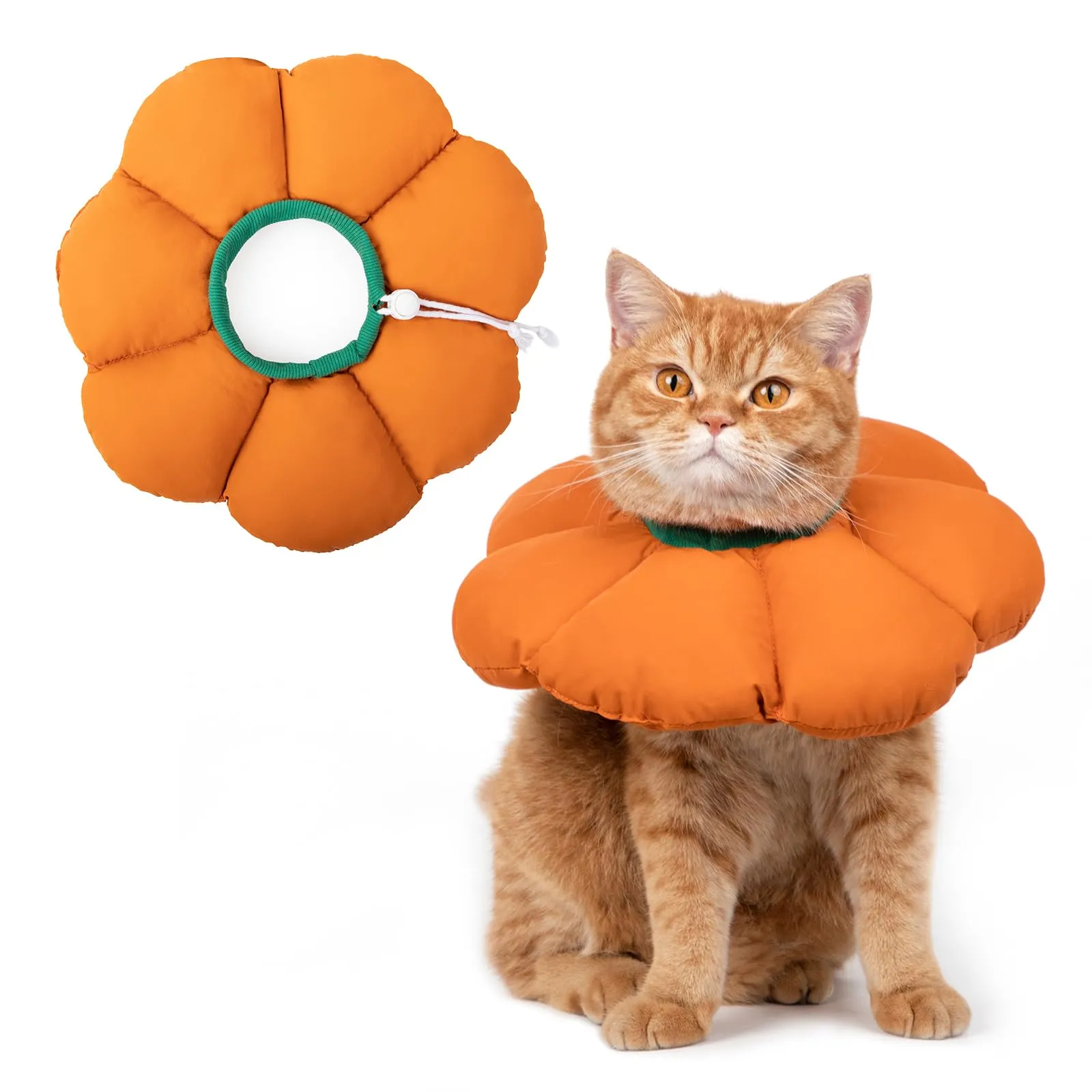 Collare Elisabettiano GattoCollare,Morbido per Gatti,Collare Recupero Regolabile Impermeabile, Stile Fiore Tutte le Stagioni (arancione M) - immagine 1