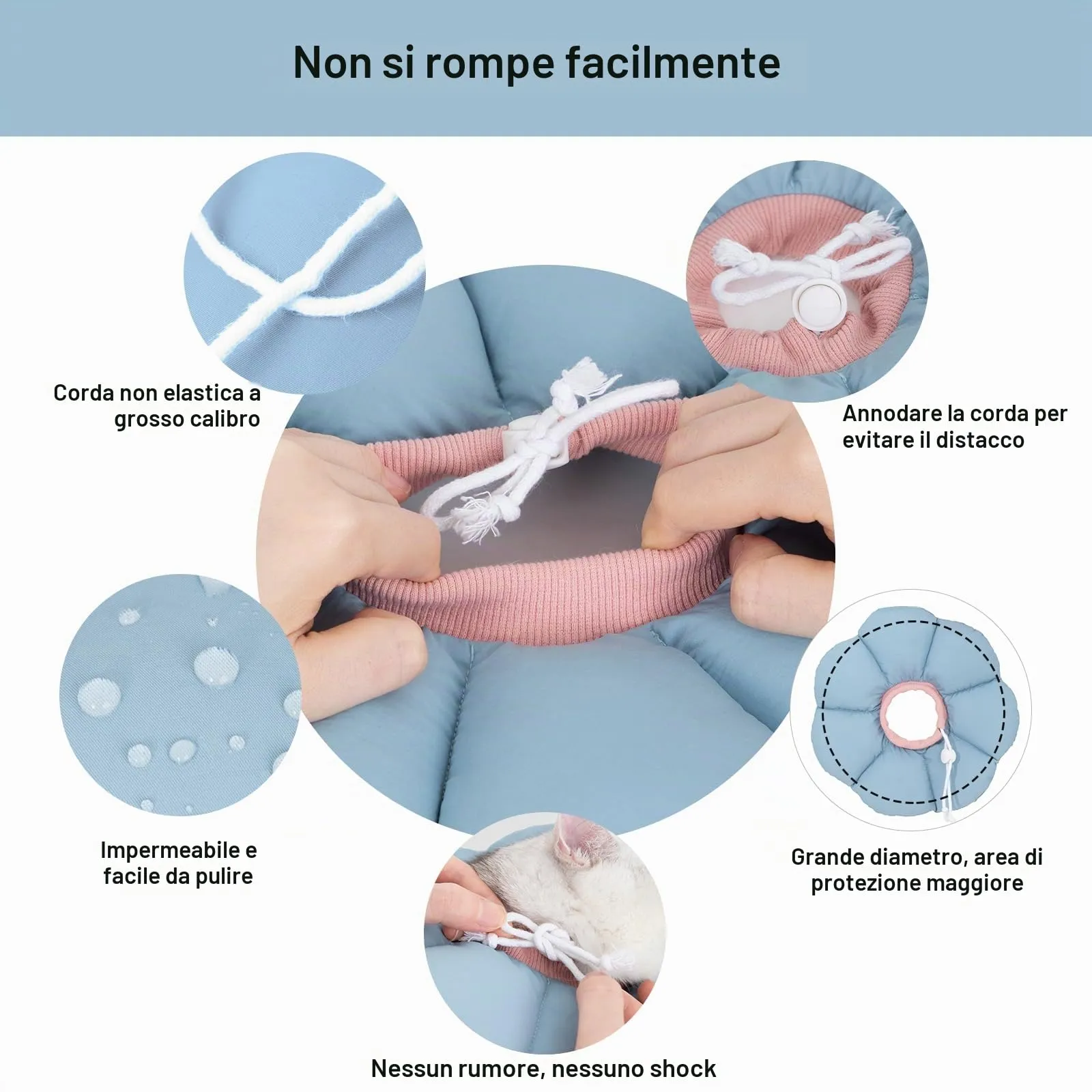Collare Elisabettiano GattoCollare,Morbido per Gatti,Collare Recupero Regolabile Impermeabile, Stile Fiore Tutte le Stagioni (Blu L) - immagine 3