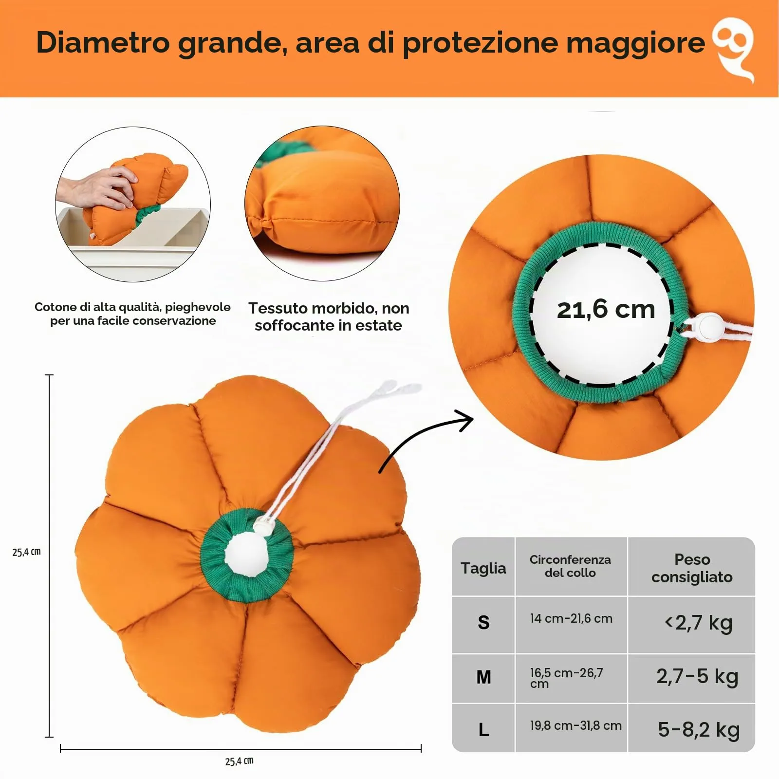 Collare Elisabettiano GattoCollare,Morbido per Gatti,Collare Recupero Regolabile Impermeabile, Stile Fiore Tutte le Stagioni (arancione S) - immagine 5