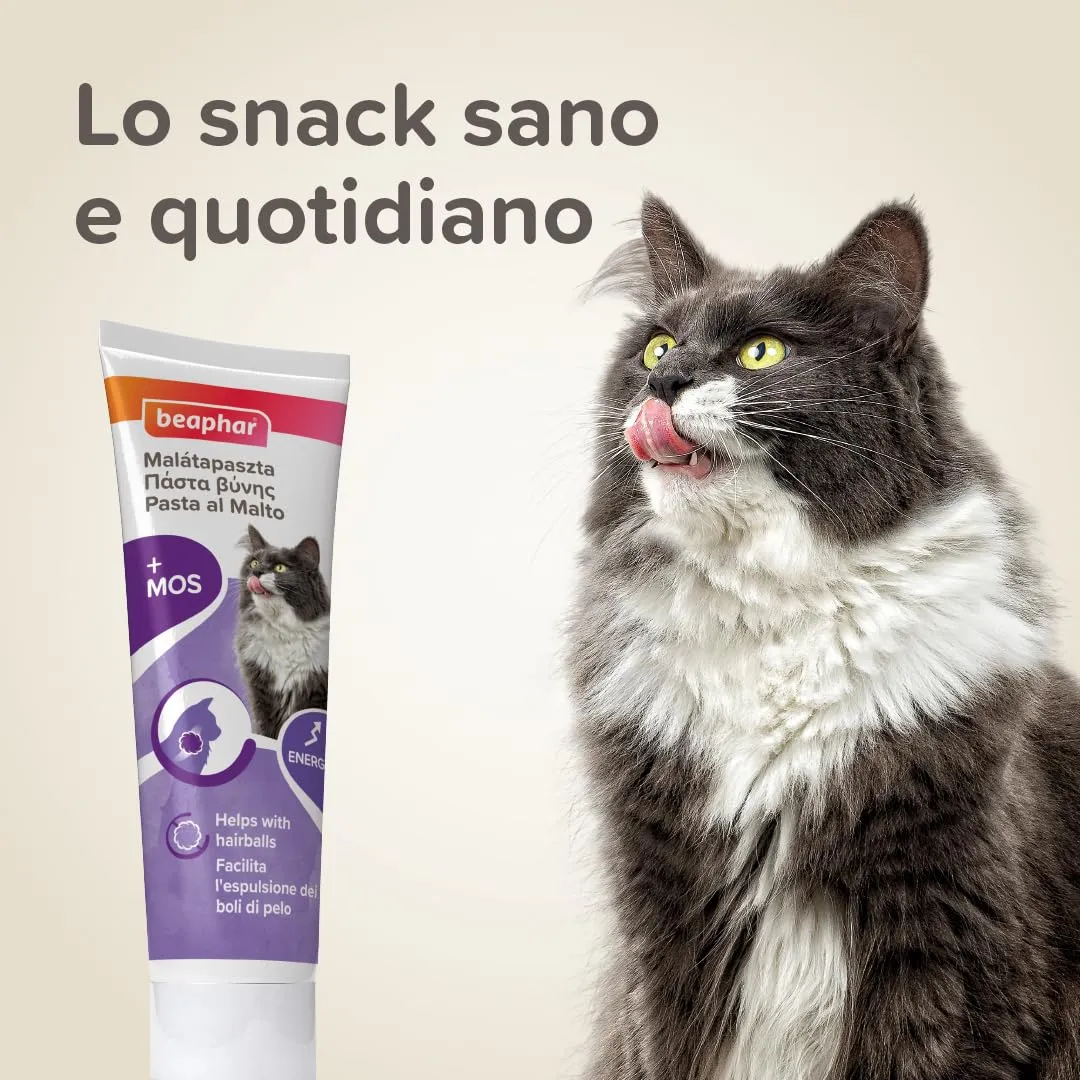Beaphar, Pasta al Malto per Gatti, Snack Quotidiano Gustoso, Facilita l'Espulsione dei Boli di Pelo e Migliora la Flora Intestinale, Tubetto 100 g - immagine 5