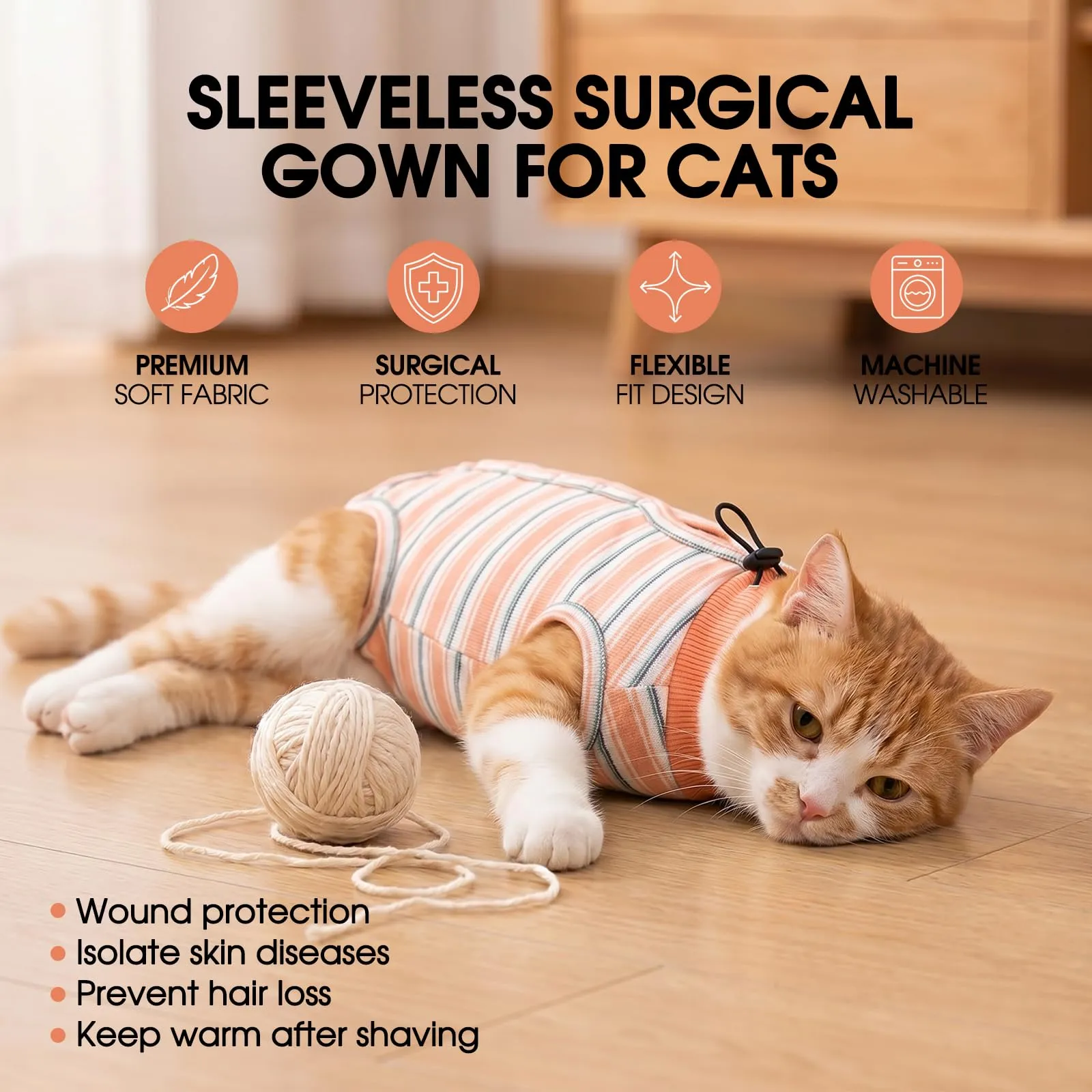 CITÉTOILE Body Gatto Postoperatorio Tuta di Recupero Antilamido Arancione XS - immagine 5
