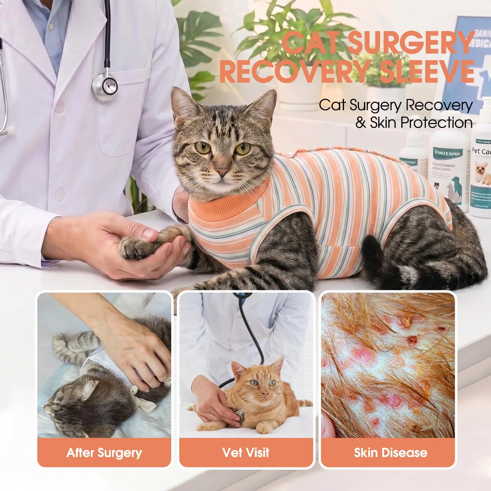 CITÉTOILE Body Gatto Postoperatorio Tuta di Recupero Antilamido Arancione XS - immagine 6