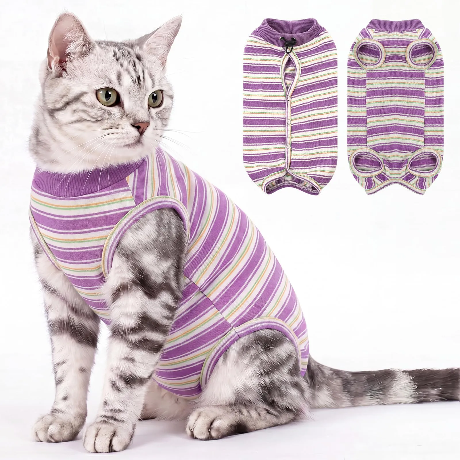 CITÉTOILE Body Gatto Postoperatorio Tuta di Recupero Antilamido Viola L - immagine 1