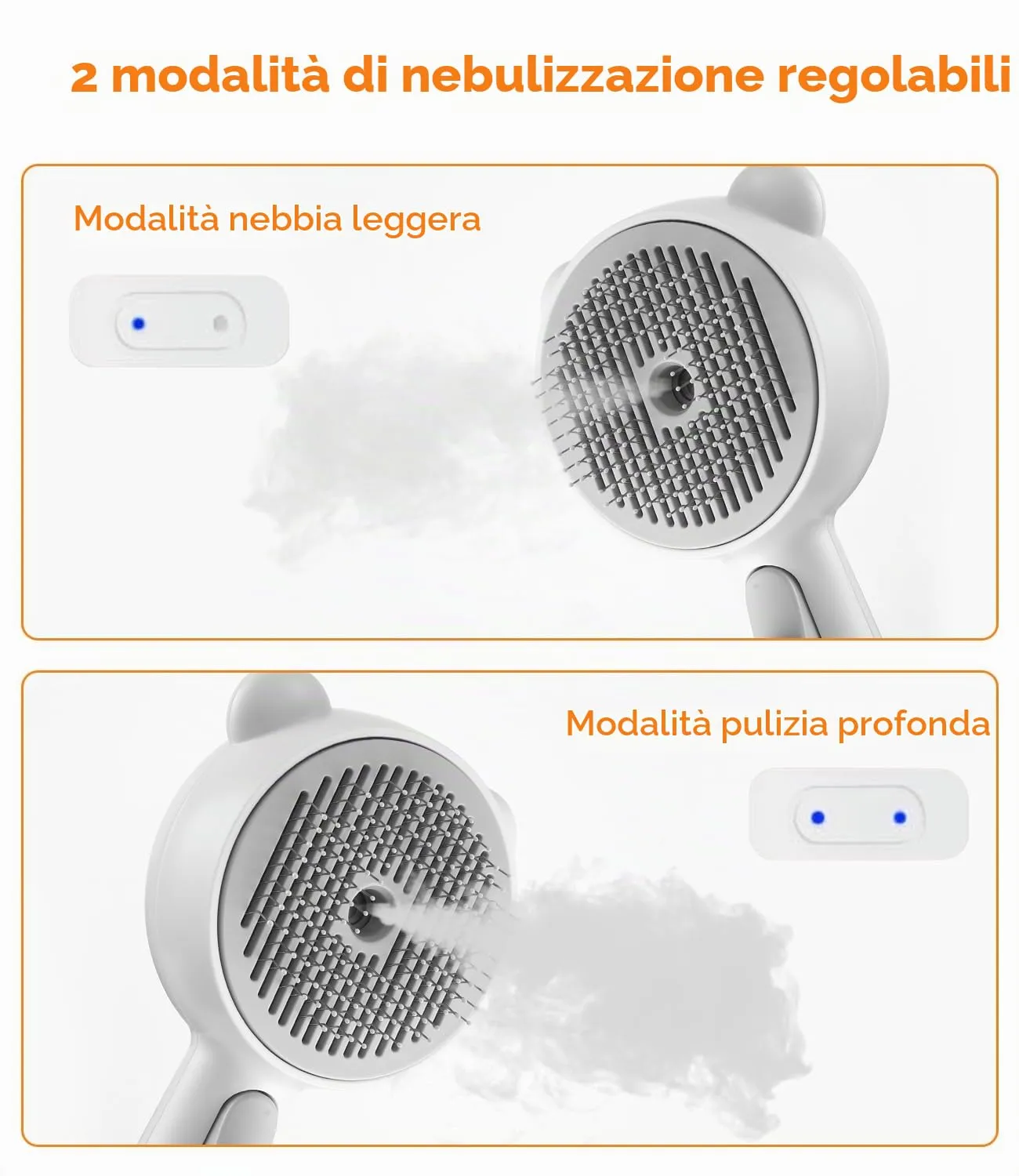 Zaxiva Spazzola a Vapore per Gatti Cani con Pulsante di Rilascio, 4 in 1 Autopulente Ricaricabile Spazzola a Vapore per Pelo Lungo e Corti Gatti, Cani, Conigli (Bianco) - immagine 4
