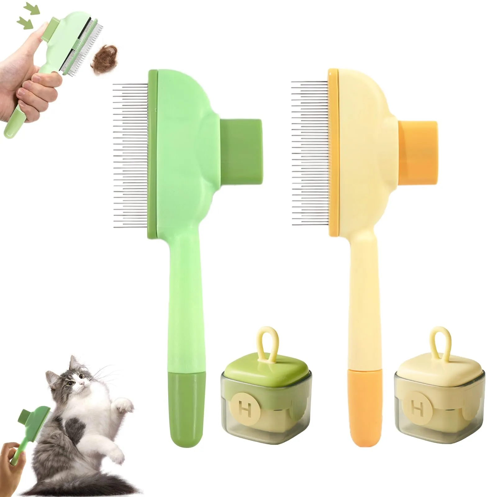 Peigne auto-pulente anti-pulci per gatti, guanti da toelettatura a doppia faccia, pettine per gatti, spazzola auto-pulente, pettine per gatti, pettine per cani, dispositivo da toelettatura per animali - immagine 1