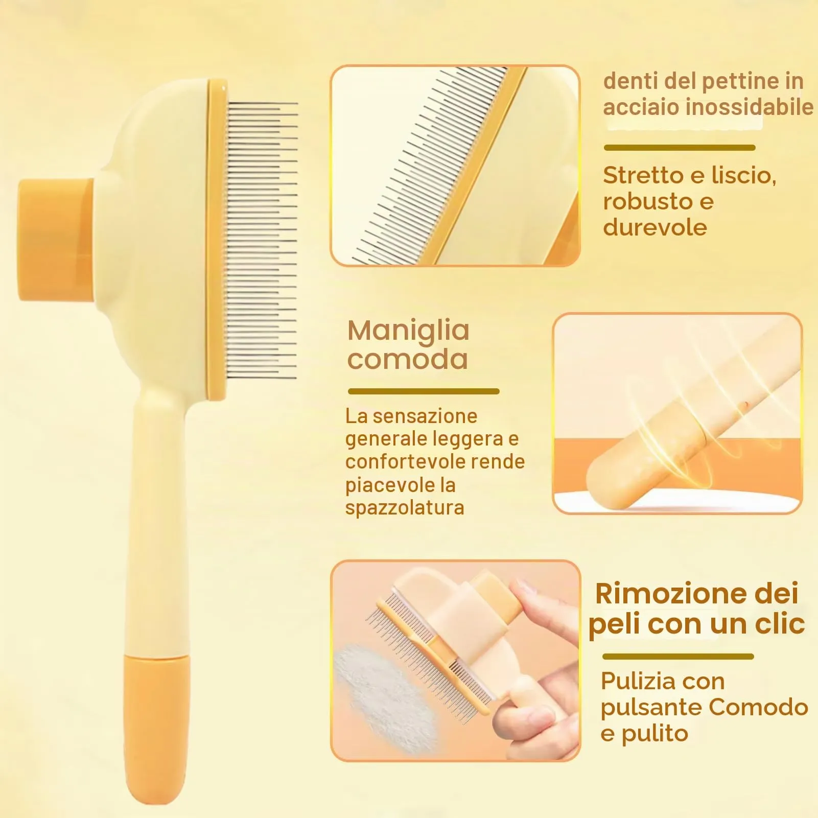 Peigne auto-pulente anti-pulci per gatti, guanti da toelettatura a doppia faccia, pettine per gatti, spazzola auto-pulente, pettine per gatti, pettine per cani, dispositivo da toelettatura per animali - immagine 3