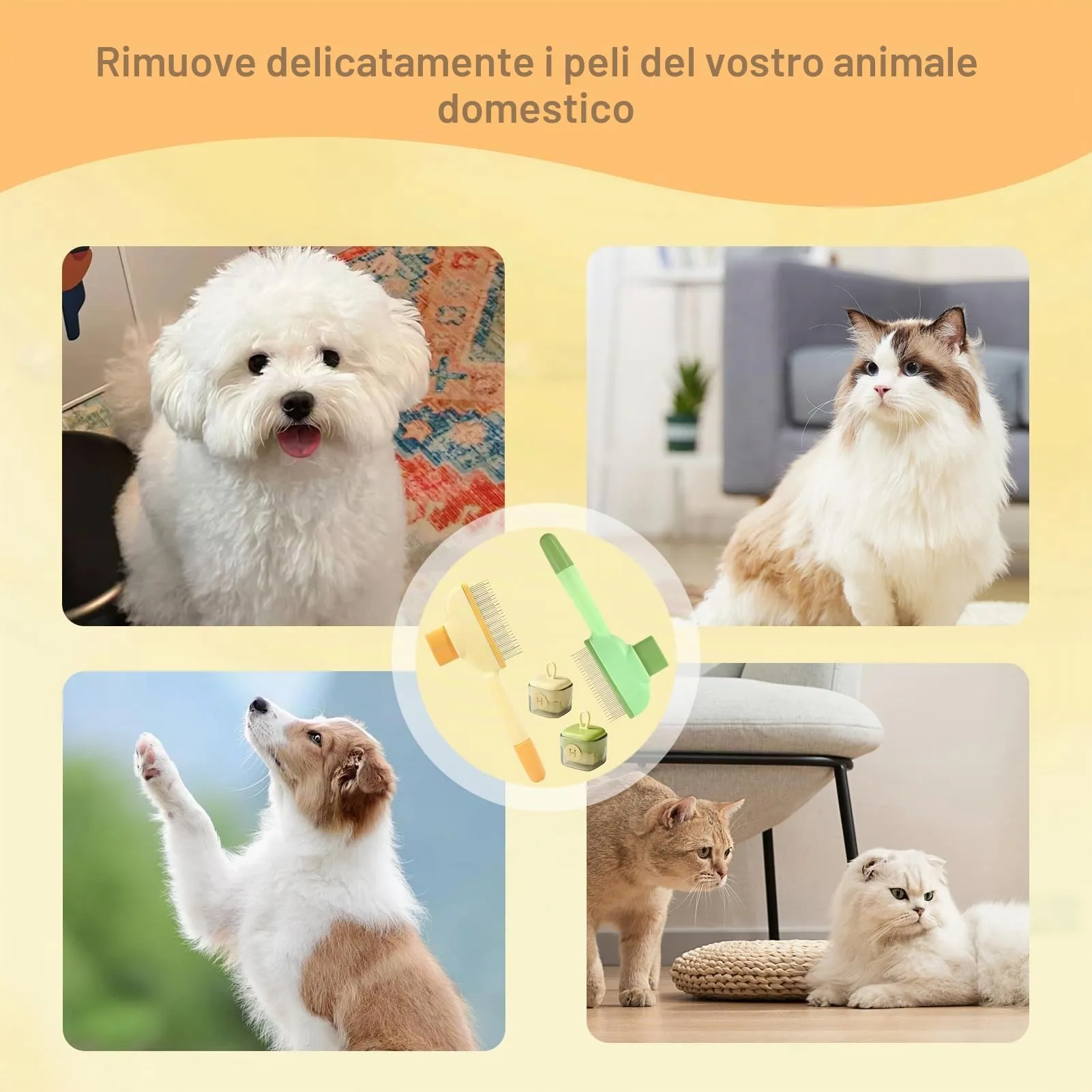 Peigne auto-pulente anti-pulci per gatti, guanti da toelettatura a doppia faccia, pettine per gatti, spazzola auto-pulente, pettine per gatti, pettine per cani, dispositivo da toelettatura per animali - immagine 7