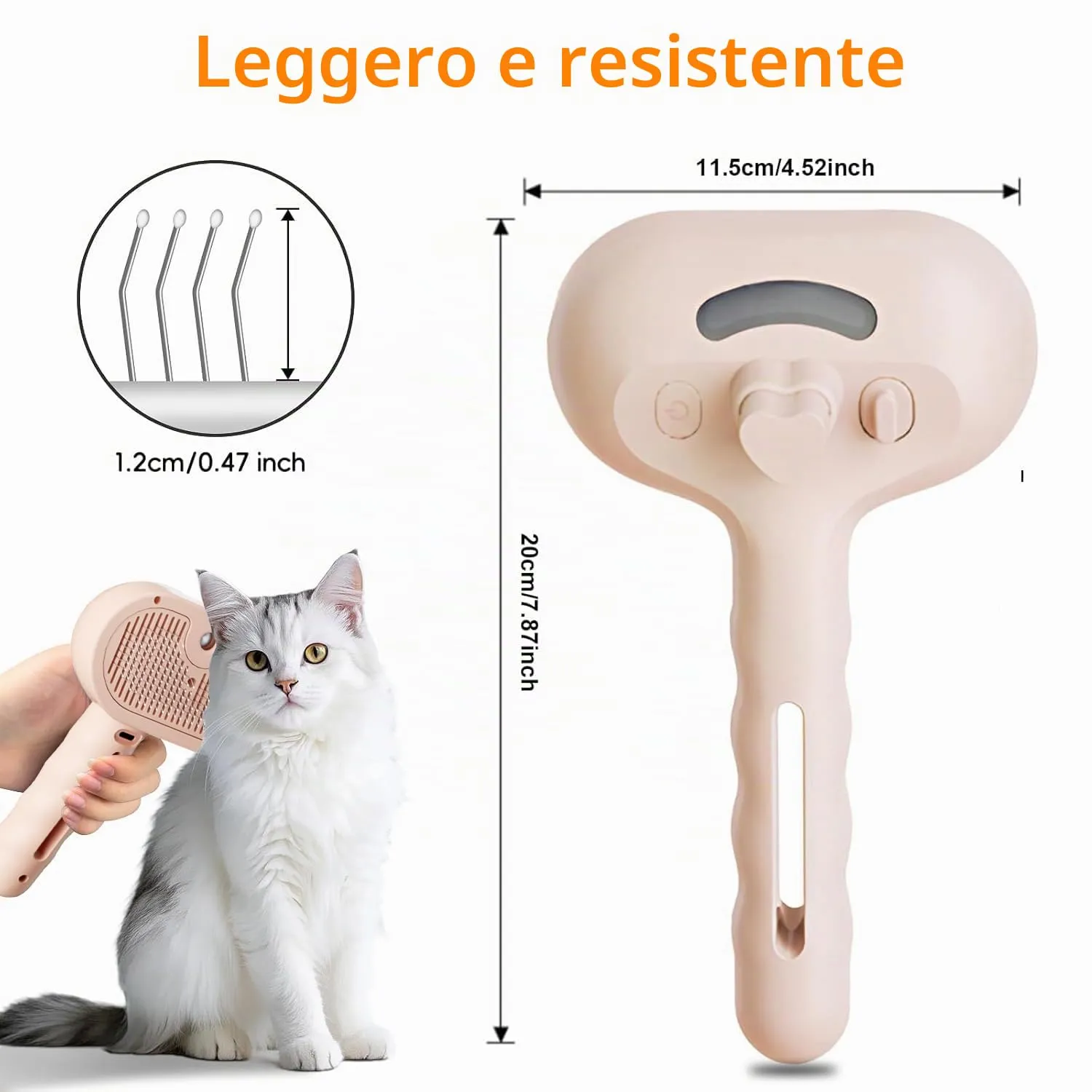 Spazzola a Vapore per Gatti, Spazzola Spray Multiuso per Cani e Gatti per la Perdita Del Pelo, Toelettatura Massaggiante, per Tutti Gli Animali a Pelo Lungo e Corto, Rosa - immagine 7