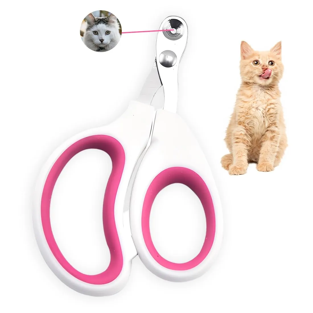 Tagliaunghie Gatto Realizzato in acciaio inossidabile, Professionale Taglia Unghie Gatto Con Foro Di Posizionamento, Taglia Unghie Per Gatti Domestici (Singolo foro, Rosa) - immagine 1