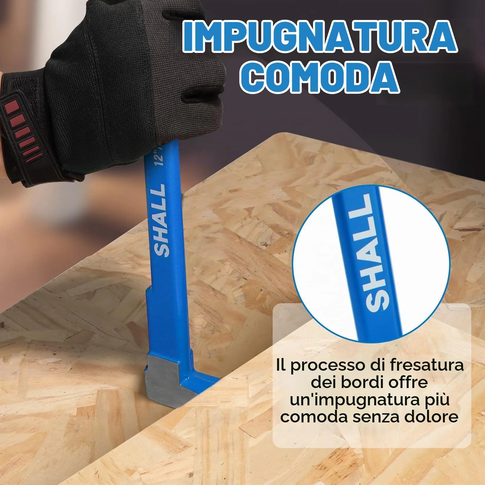 SHALL Set di 2 leve di leva, barra di leva piatta da 38 cm e estrattore per unghie a forma di zampa di gatto da 30,5 cm, barra di porco resistente, barra di artiglio, barra di meraviglia per - immagine 6