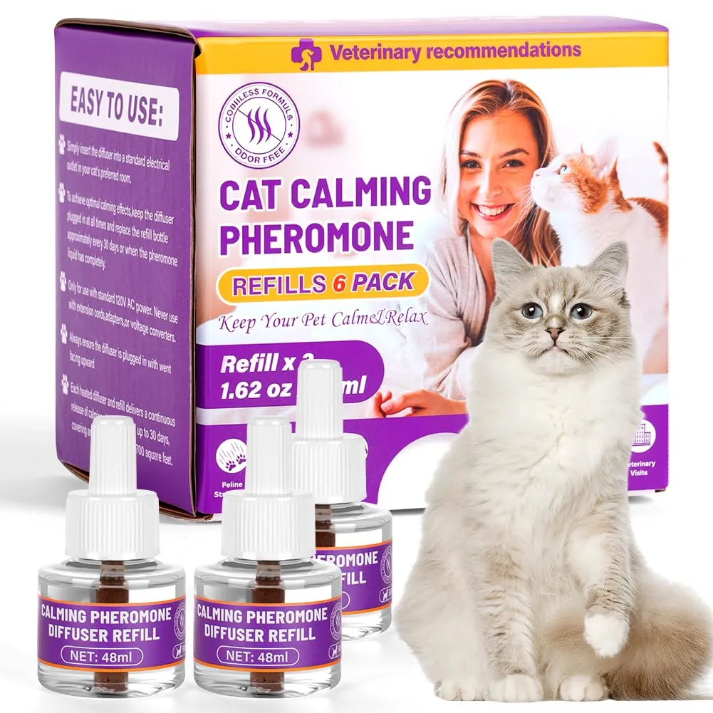 OSDUE 3x30 Giorni Ricarica calmante per diffusore di feromoni,3*48 ml,Aiuta a risolvere i segni comuni di stress nei gattis e a ridurre i conflitti nelle case con più gatti,per Casa,Viaggi e attività - immagine 9