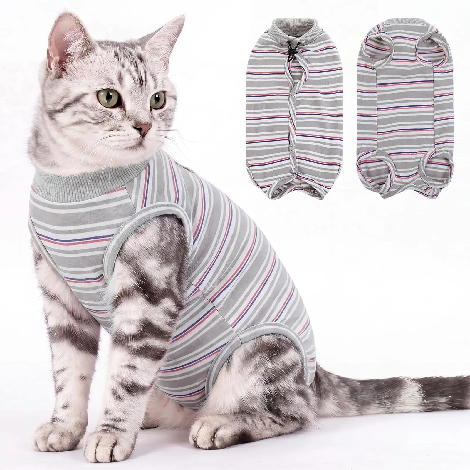 CITÉTOILE Body Gatto Postoperatorio Tuta di Recupero Antilamido Grigio M - immagine 1