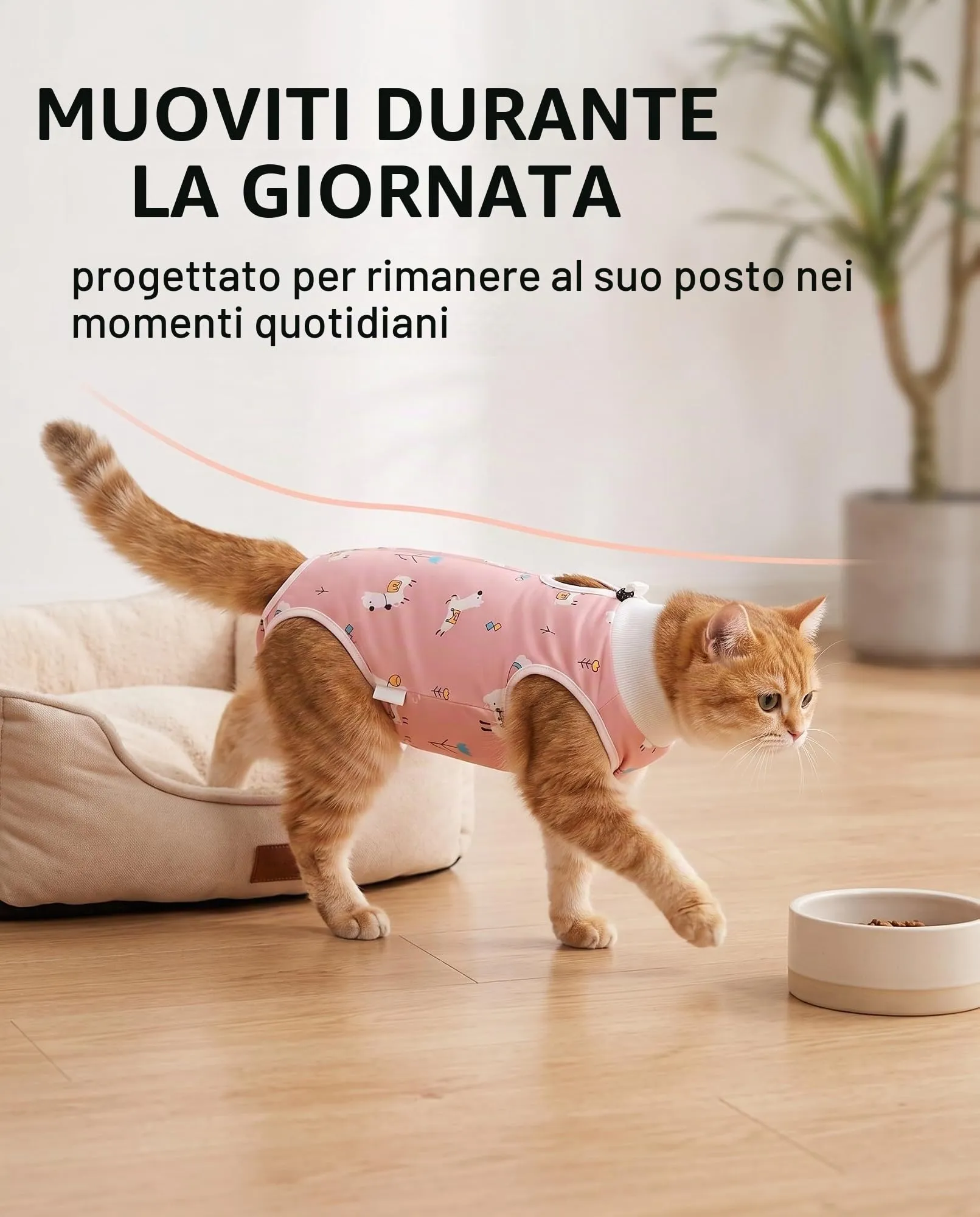 JIRVEX Body Gatto Post Operatorio M 3‑5 kg Rosa Lama Cotone Morbido Body per Gatti Dopo Sterilizzazione Protezione Ferite Addominali Anti Leccamento Femmina e Maschio - immagine 4