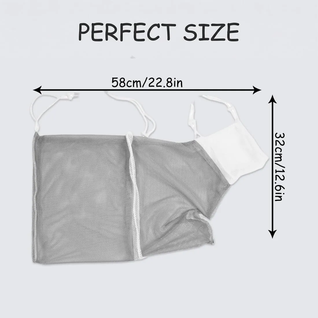 LAPQOS Accessori per la cura delle unghie dei gatti,Sacchetto per il lavaggio dei gatti di terza generazione, con struttura in rete regolabile, traspirante, grigio e bianco. - immagine 3