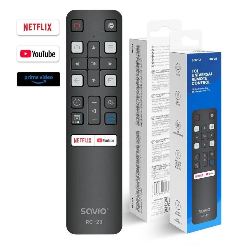 Mando a distancia Savio RC-23 Universal TCL IR Inalámbrico 19 Botones - immagine 1