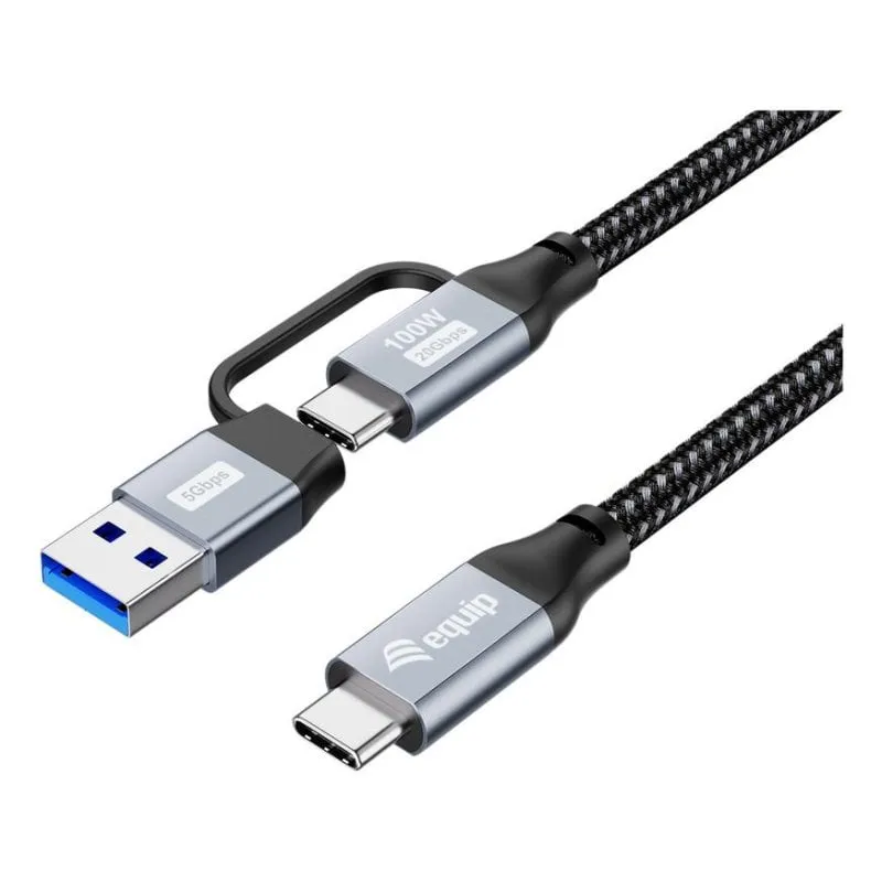 Cavo USB EQUIP 2 m USB A/USB C a USB C USB 3.2 Gen 2x2 20 Gbit/s Nero - immagine 1