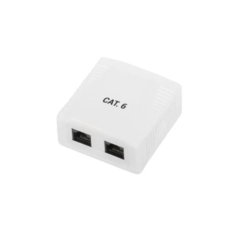 Scatola a parete RJ45 Phasak UTP Cat.6 doppio ingresso inferiore bianca - immagine 1