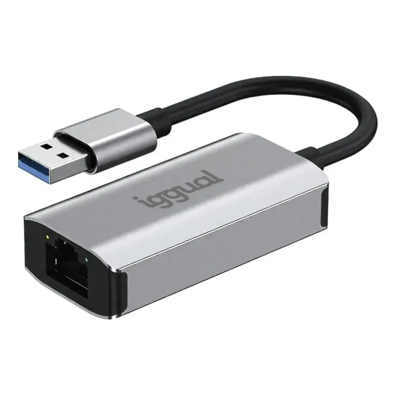 Scheda di Rete IGGUAL Adattatore USB-A 3.0 a RJ45 Gigabit 1000 Mbit/s Argento - immagine 1