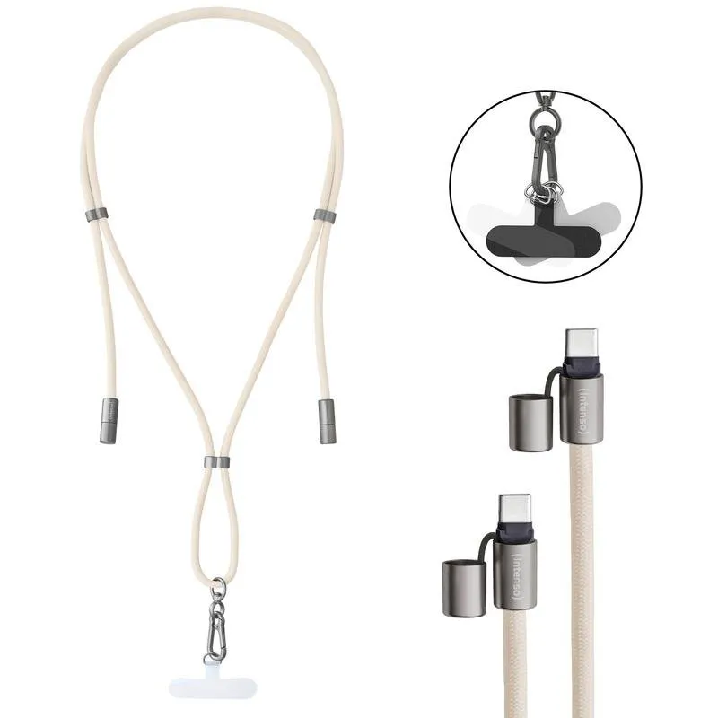 Collare USB-C a USB-C Intenso Handykette 1,65 m Beige Carica Rapida 60W - immagine 1