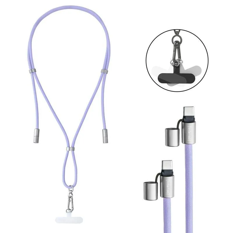 Collare USB-C a USB-C Intenso Handykette 1,65 m Viola Carica Rapida 60 W - immagine 1