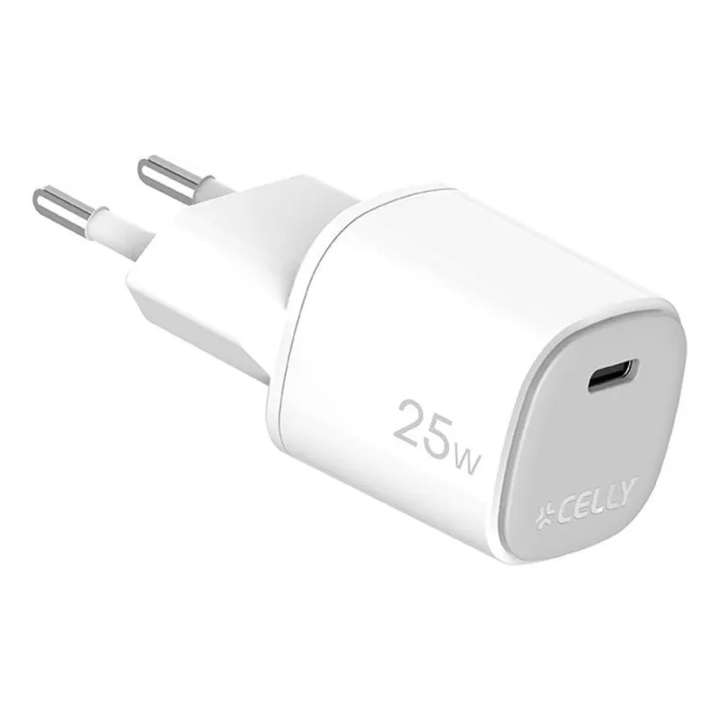 Caricatore a muro Celly UPTC 25W USB-C GaN Bianco - immagine 1